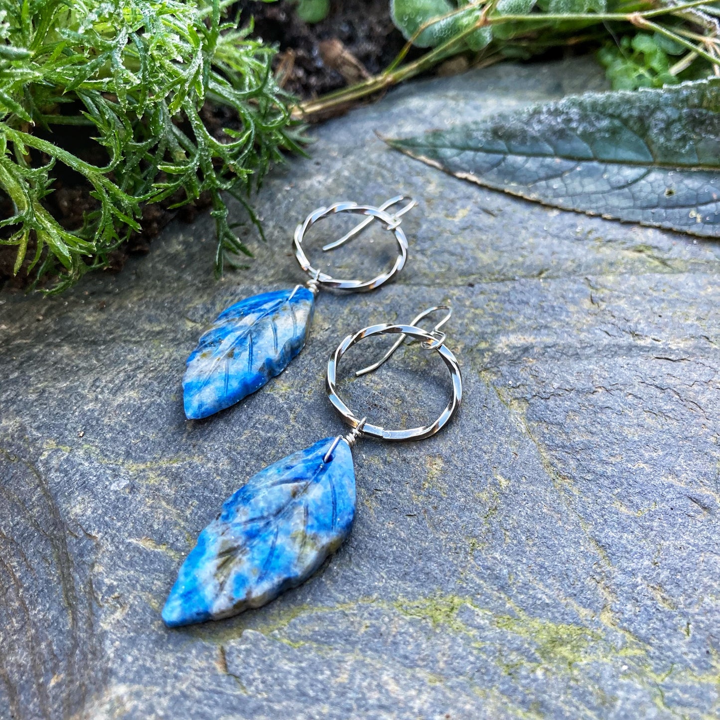 Lapis Leaf Earrings