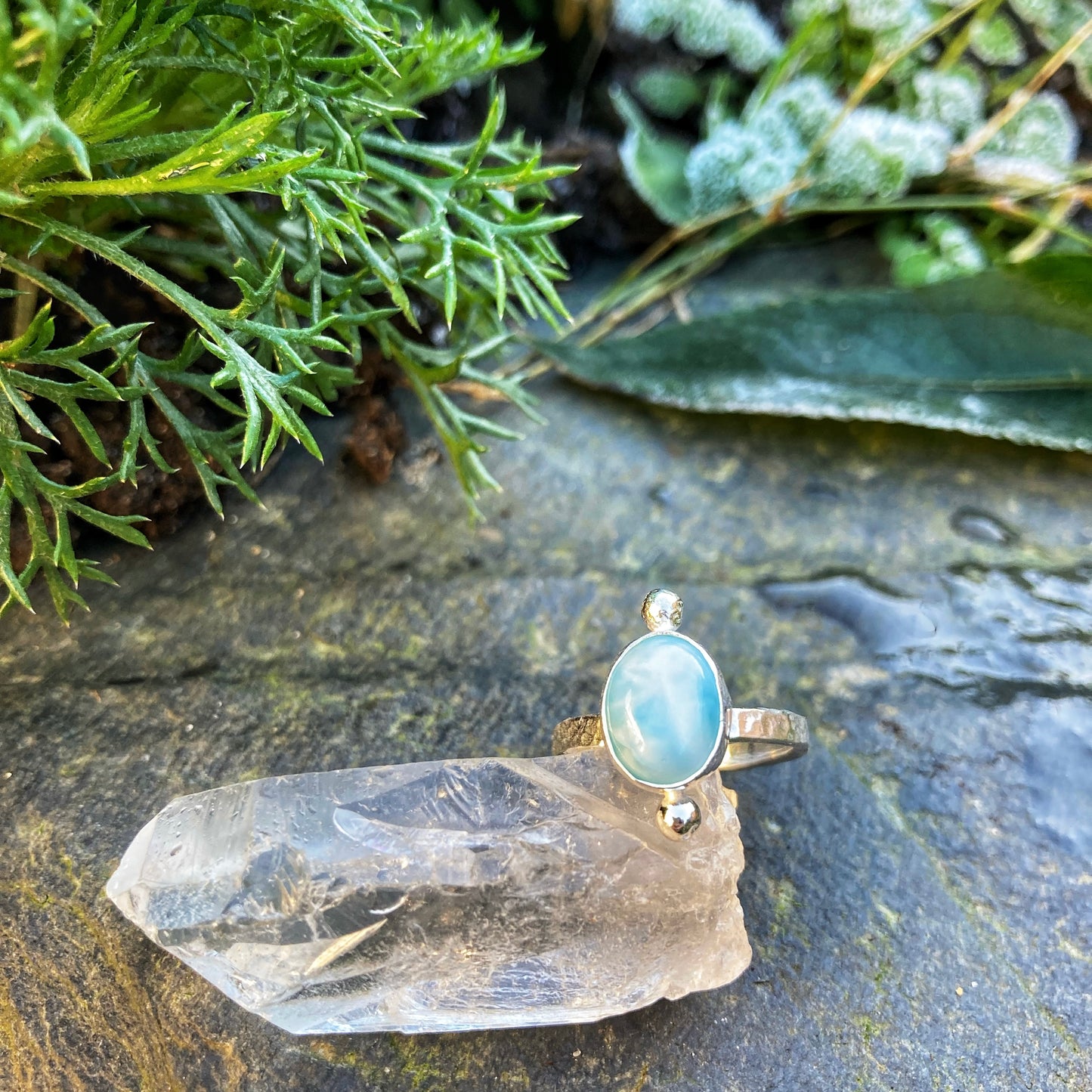 Cosmic Larimar Ring Size UK M