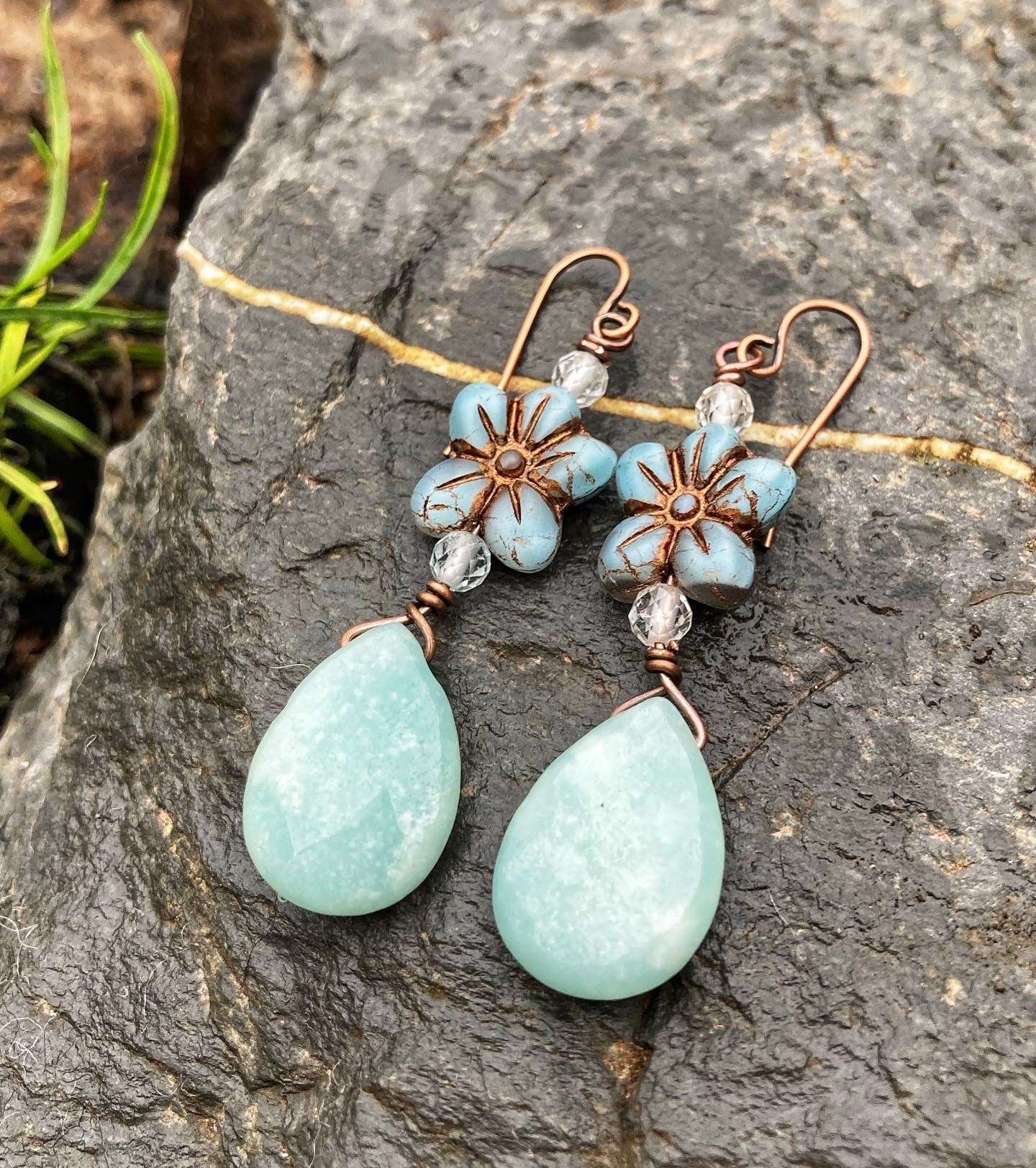 Amazonite Floral Earrings