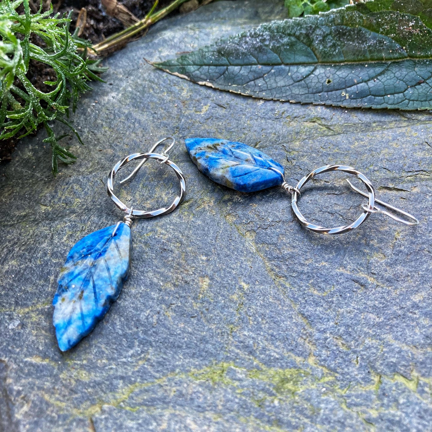 Lapis Leaf Earrings