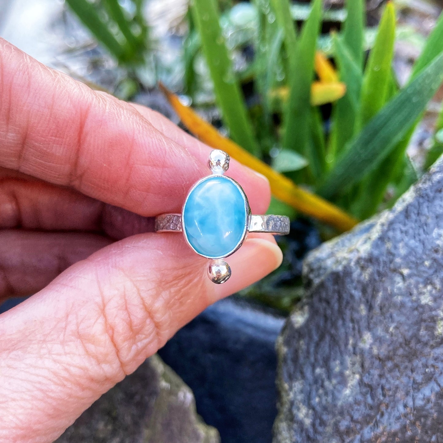 Cosmic Larimar Ring Size UK M