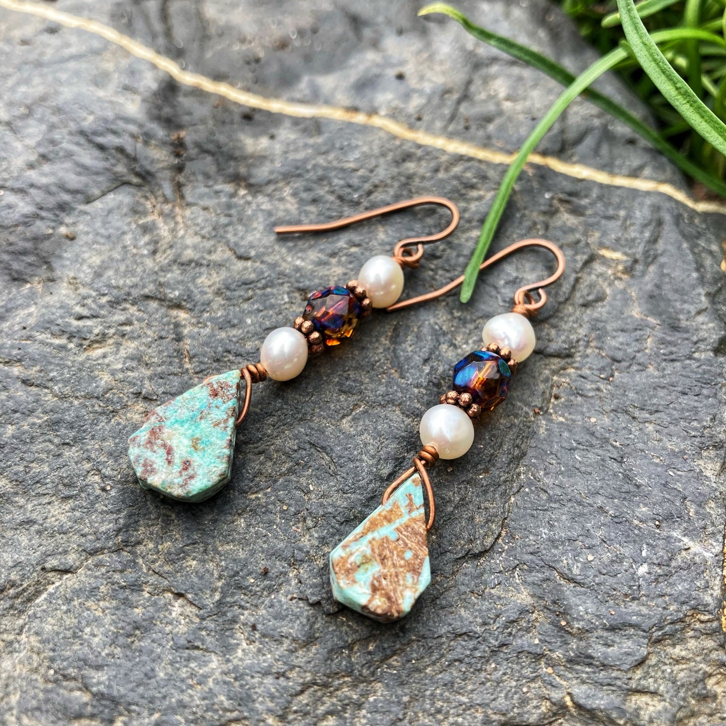 Peruvian Turquoise Chrysocolla Earrings