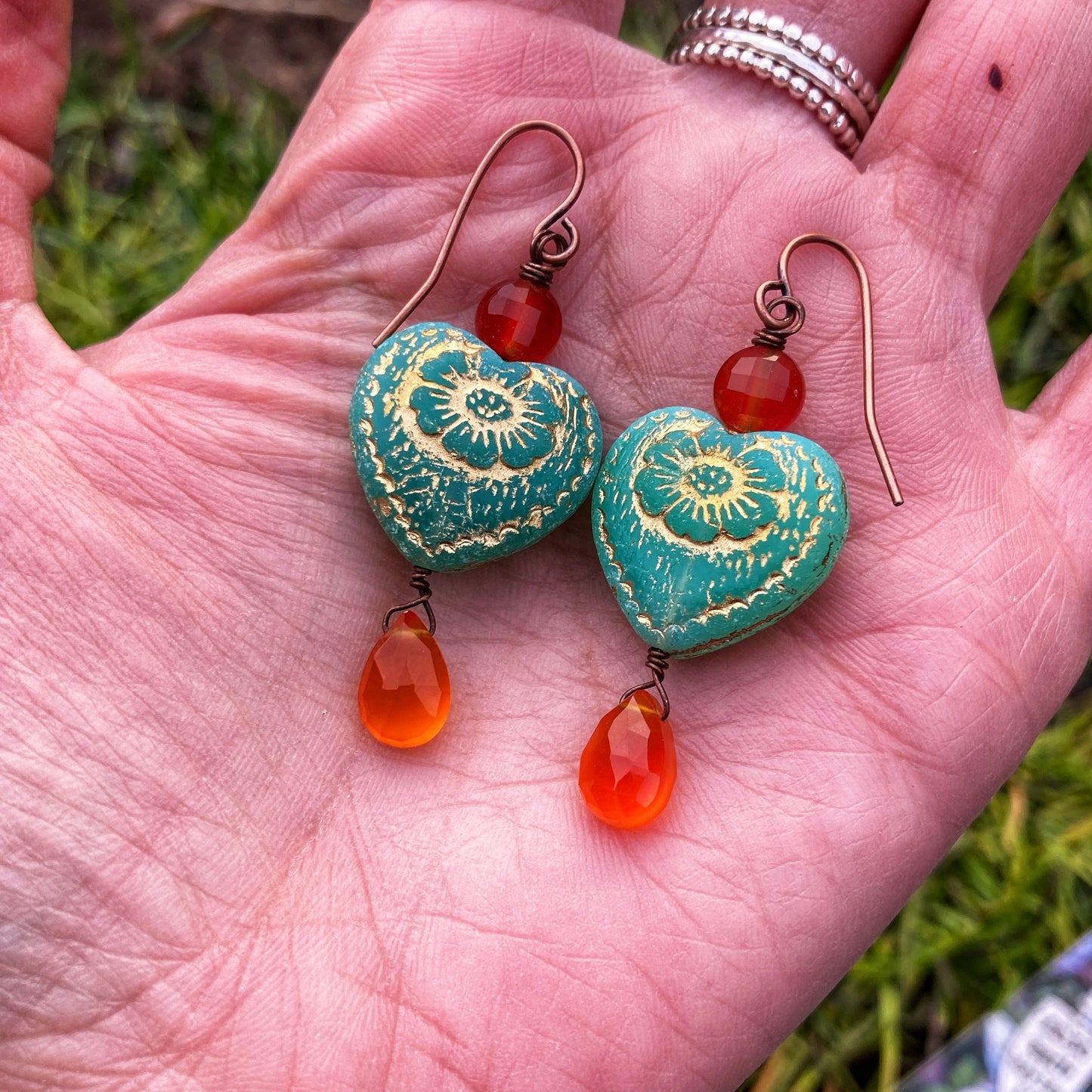 Carnelian Heart Earrings