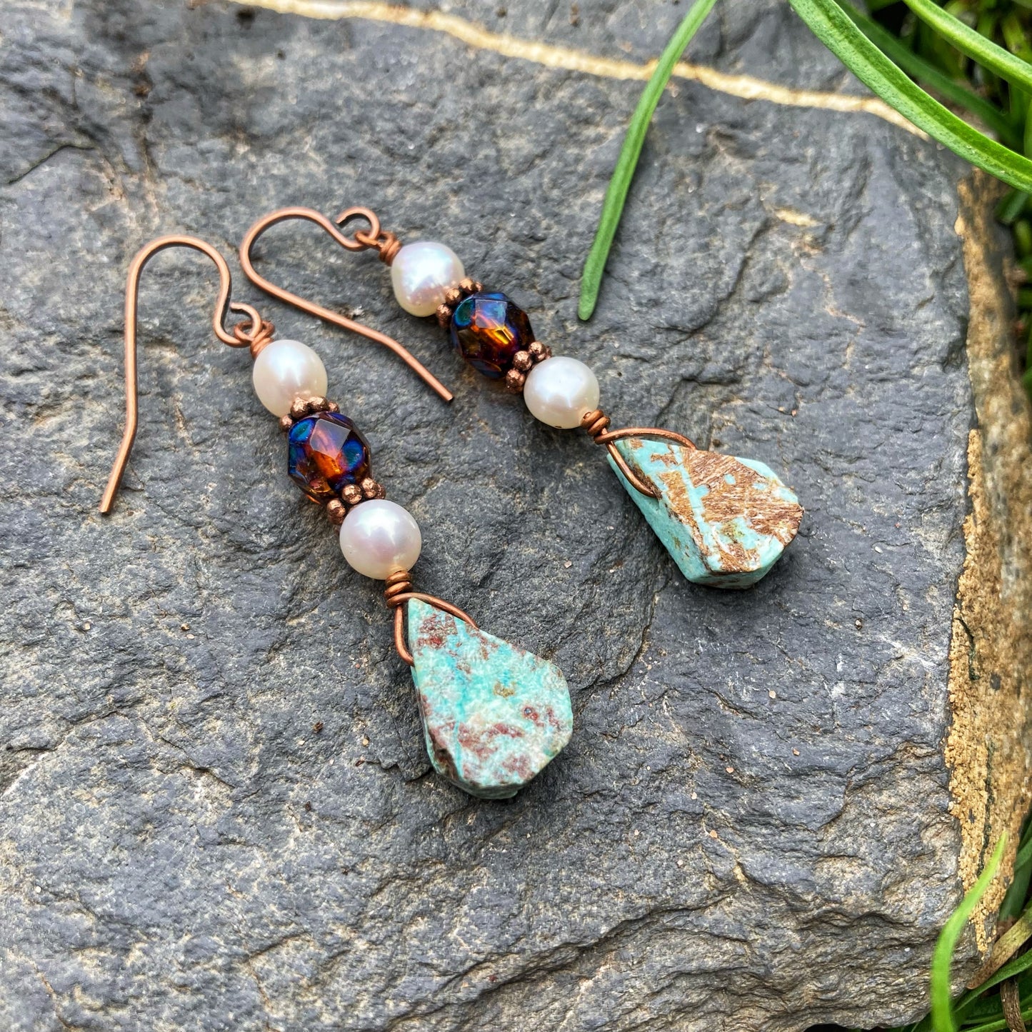 Peruvian Turquoise Chrysocolla Earrings