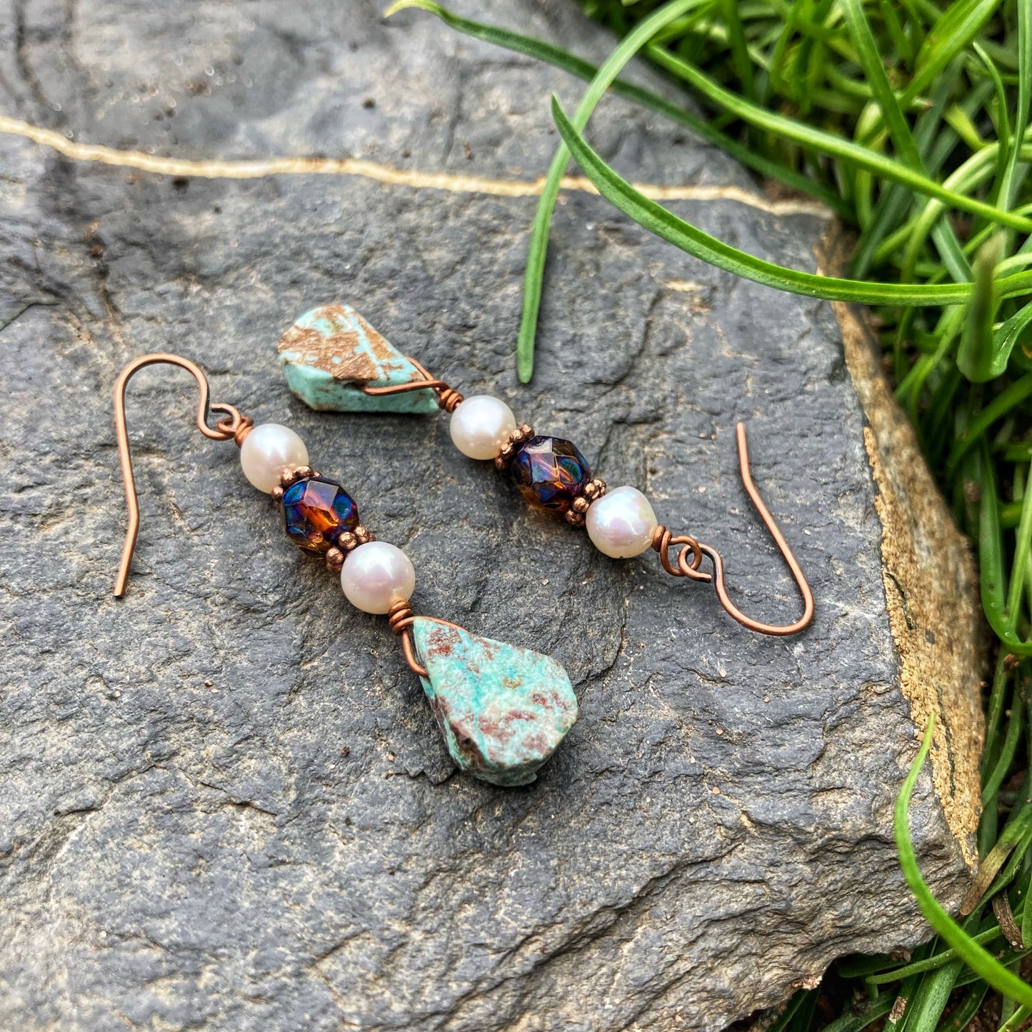 Peruvian Turquoise Chrysocolla Earrings