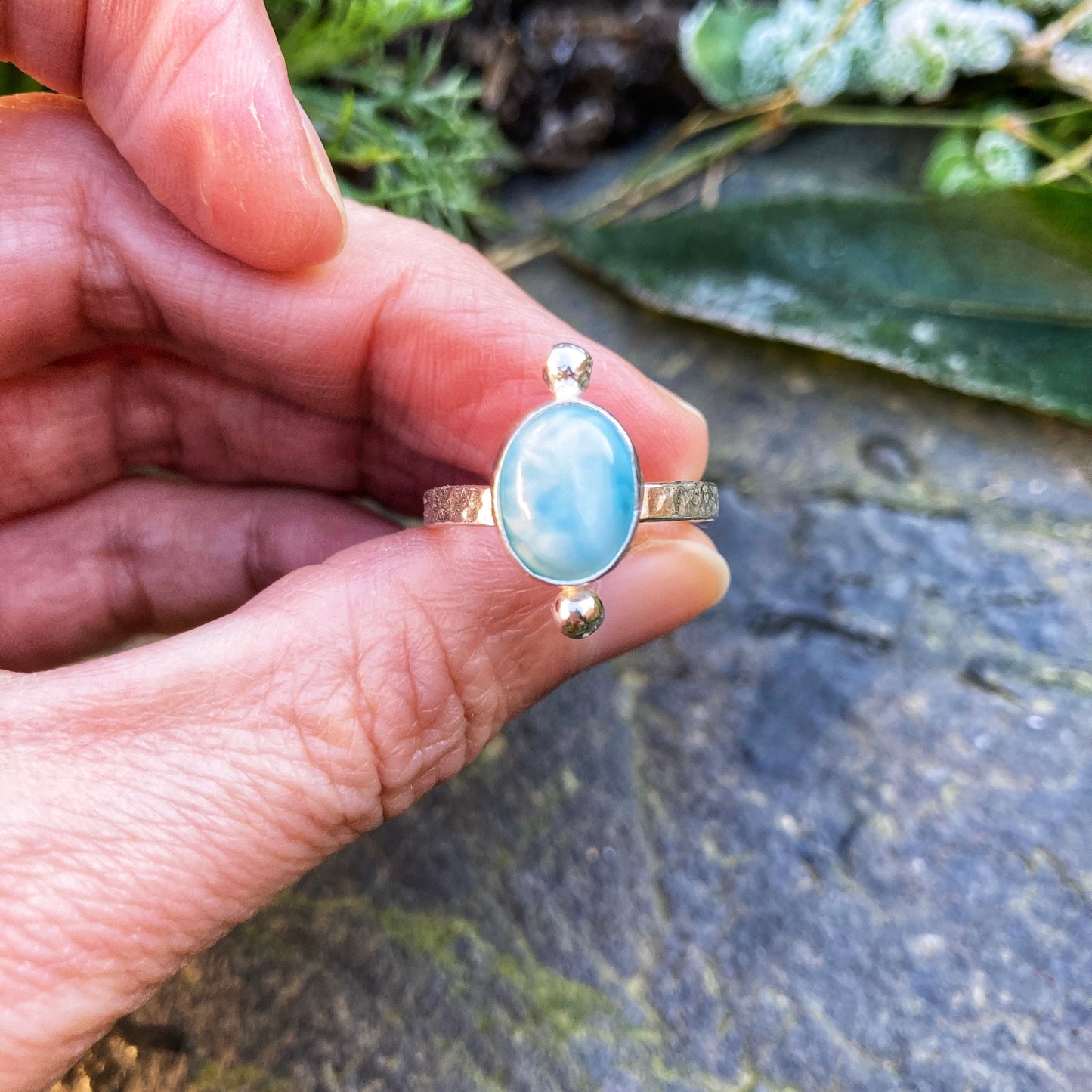 Cosmic Larimar Ring Size UK M