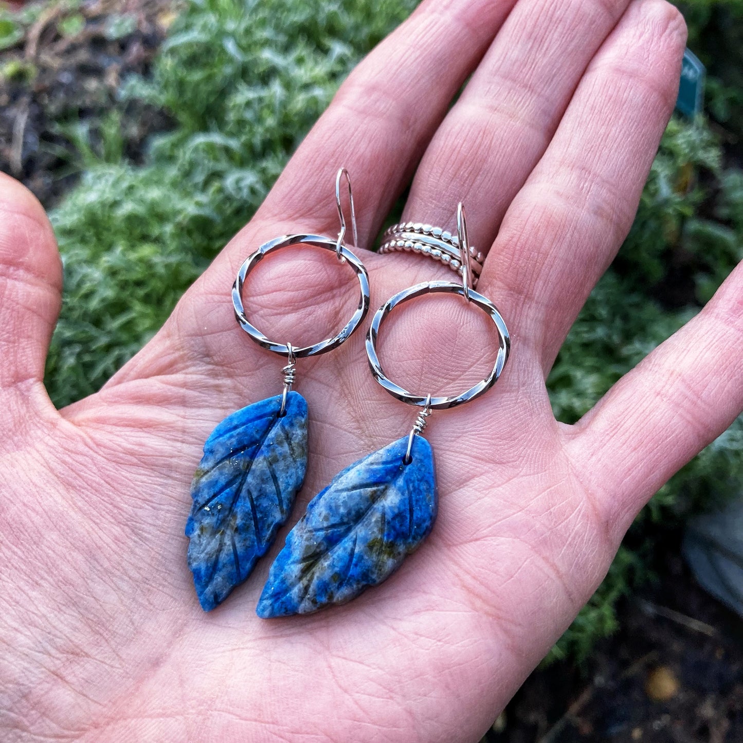 Lapis Leaf Earrings