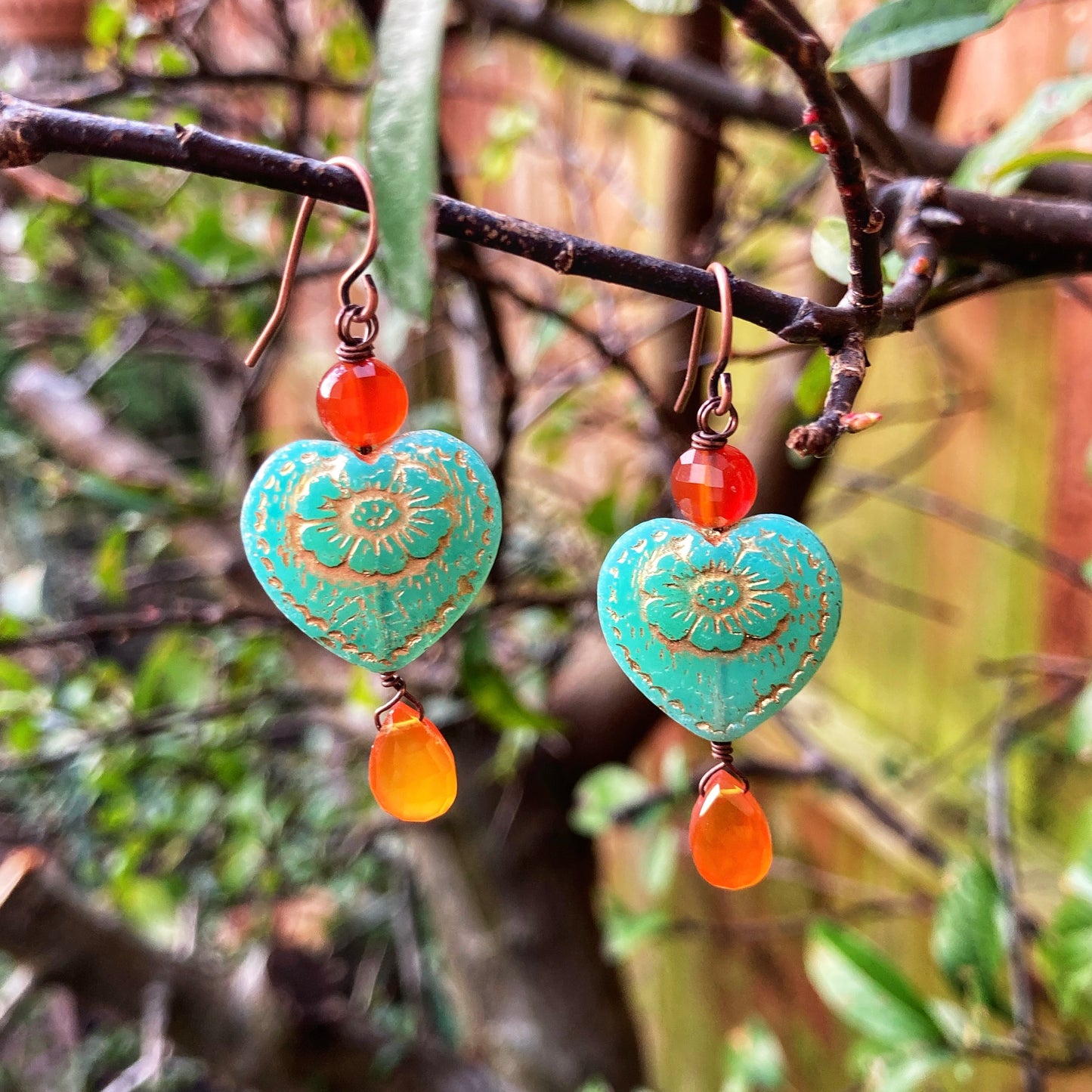 Carnelian Heart Earrings