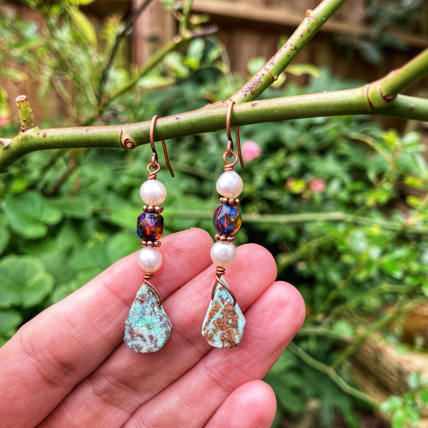 Peruvian Turquoise Chrysocolla Earrings