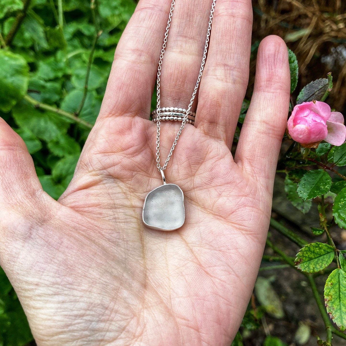 Pale Pink Sea Glass Necklace