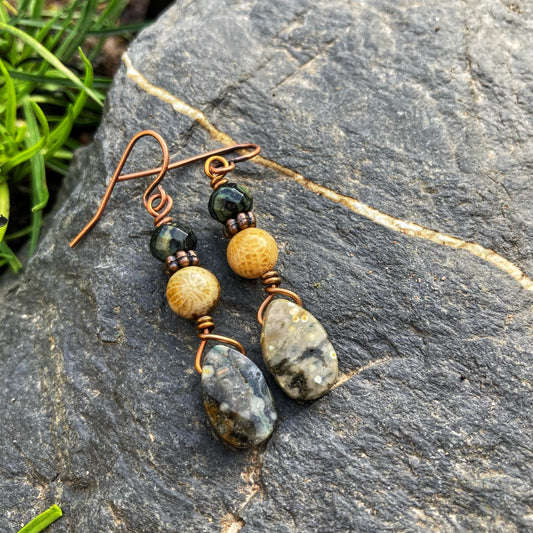 Earthy Ocean Jasper Earrings