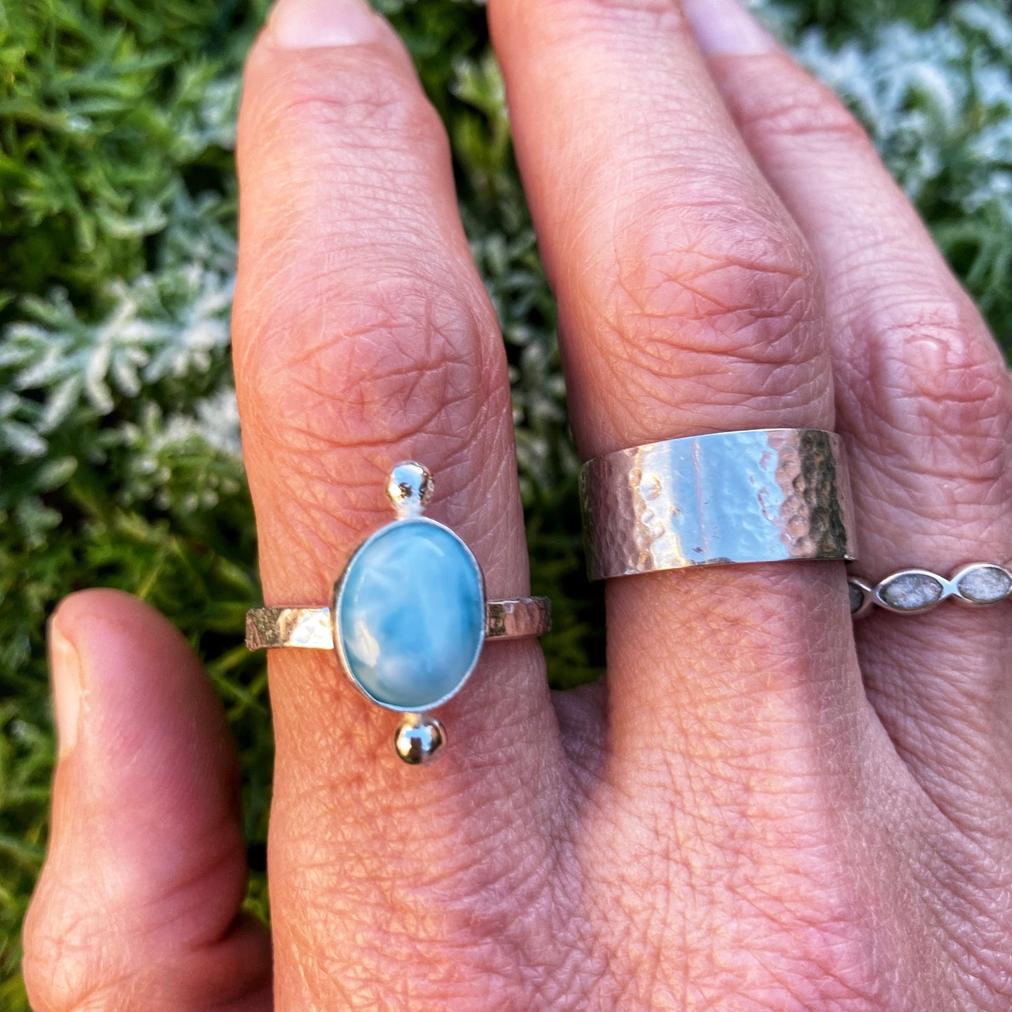 Cosmic Larimar Ring Size UK M