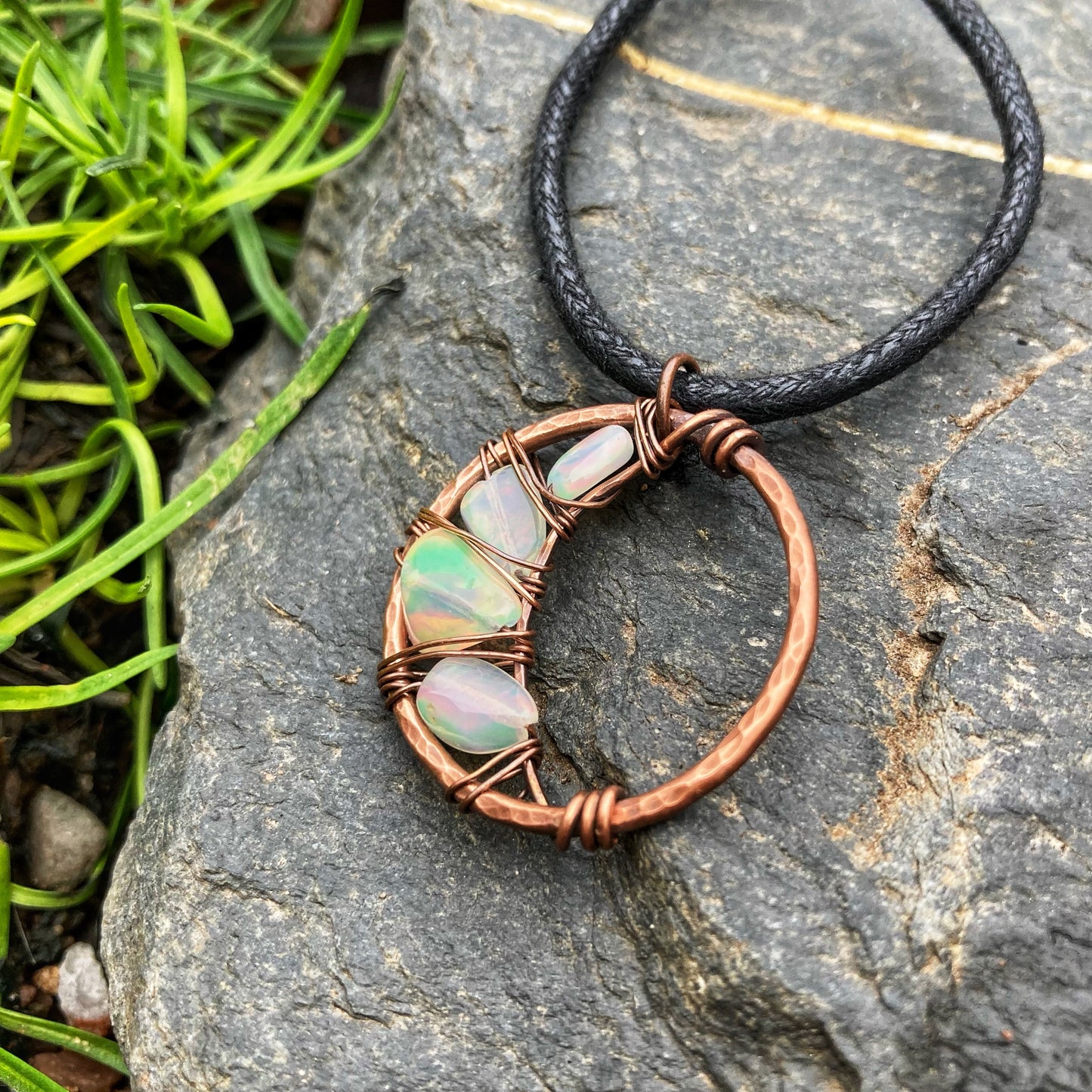 Opal Crescent Moon Necklaces