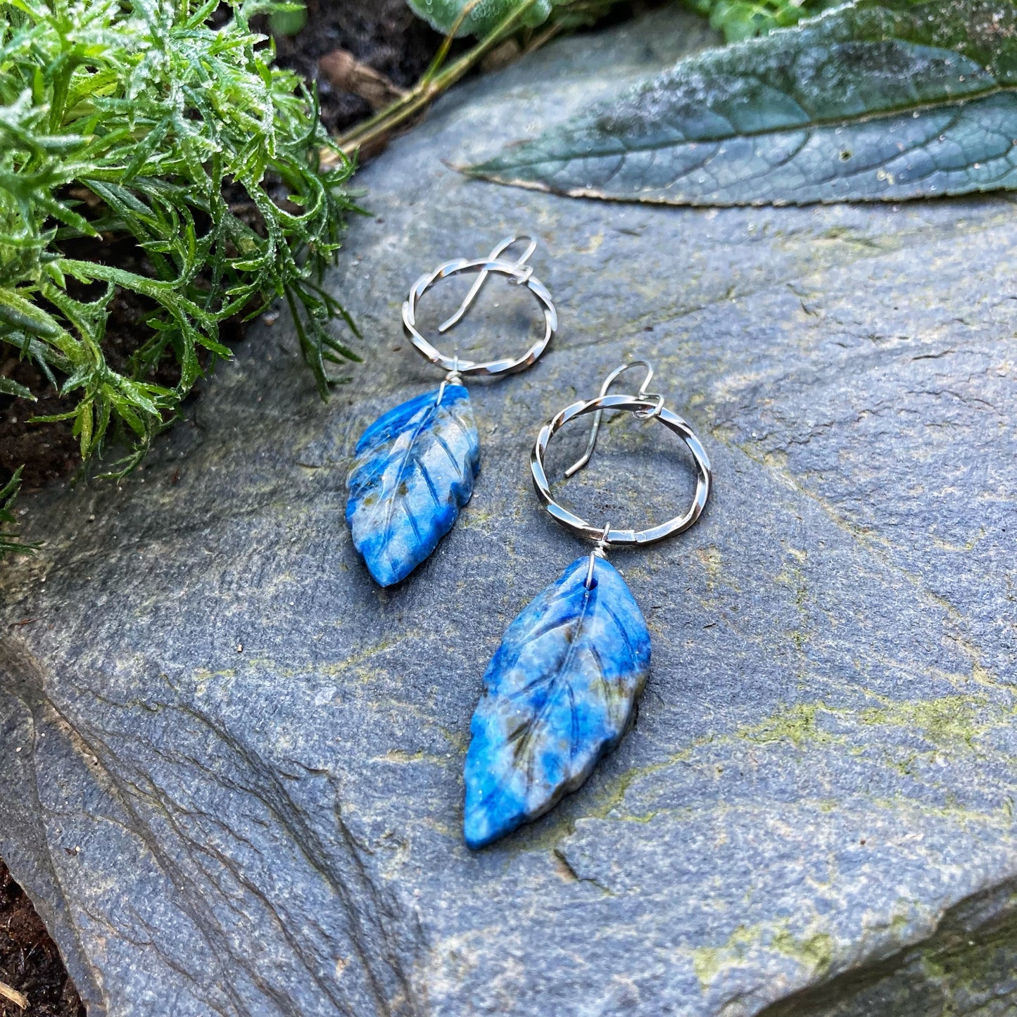 Lapis Leaf Earrings