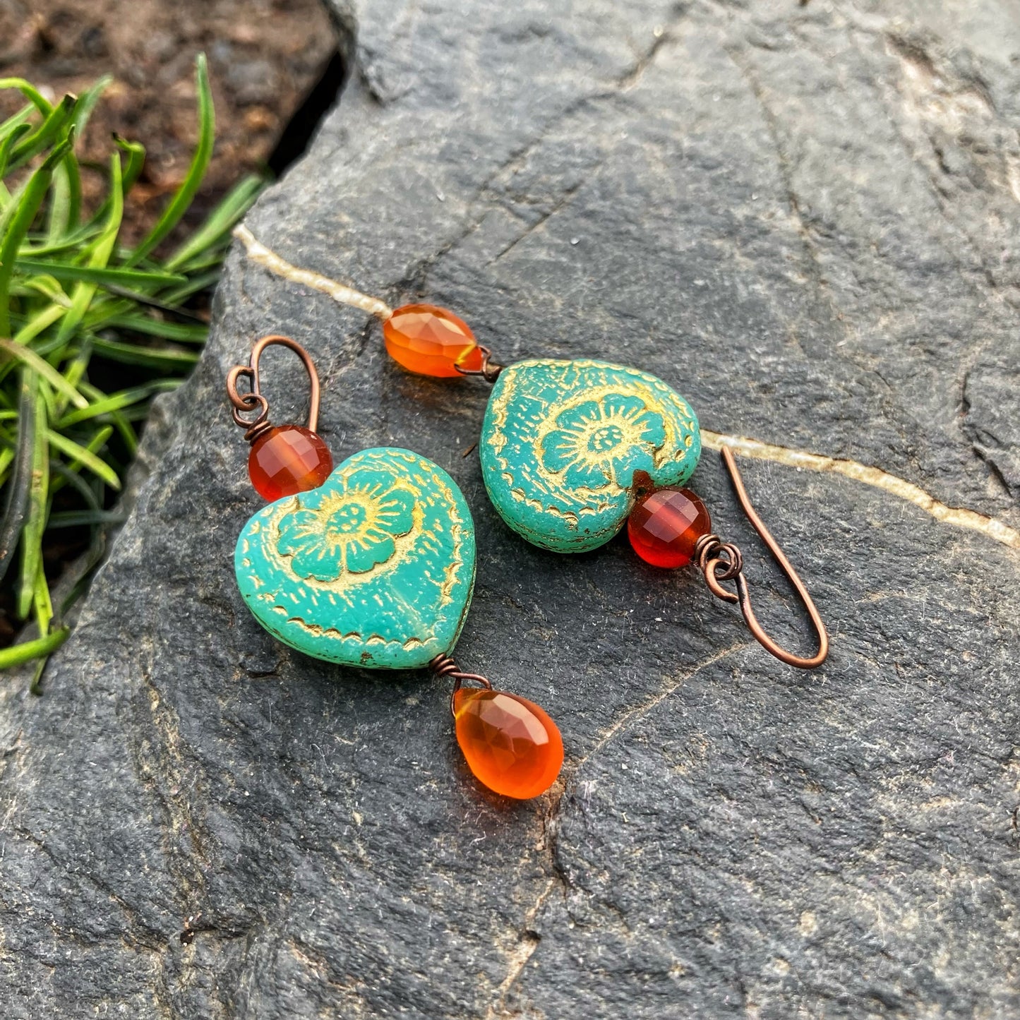 Carnelian Heart Earrings