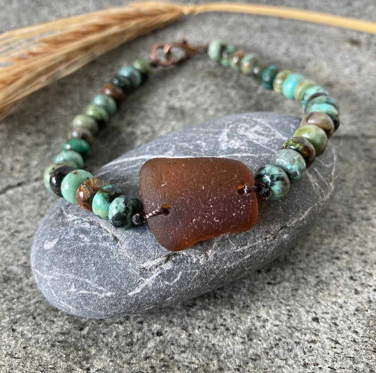 Amber Sea Glass Bracelet