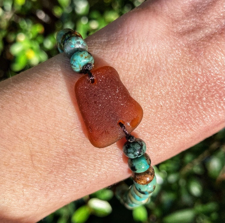 Amber Sea Glass Bracelet