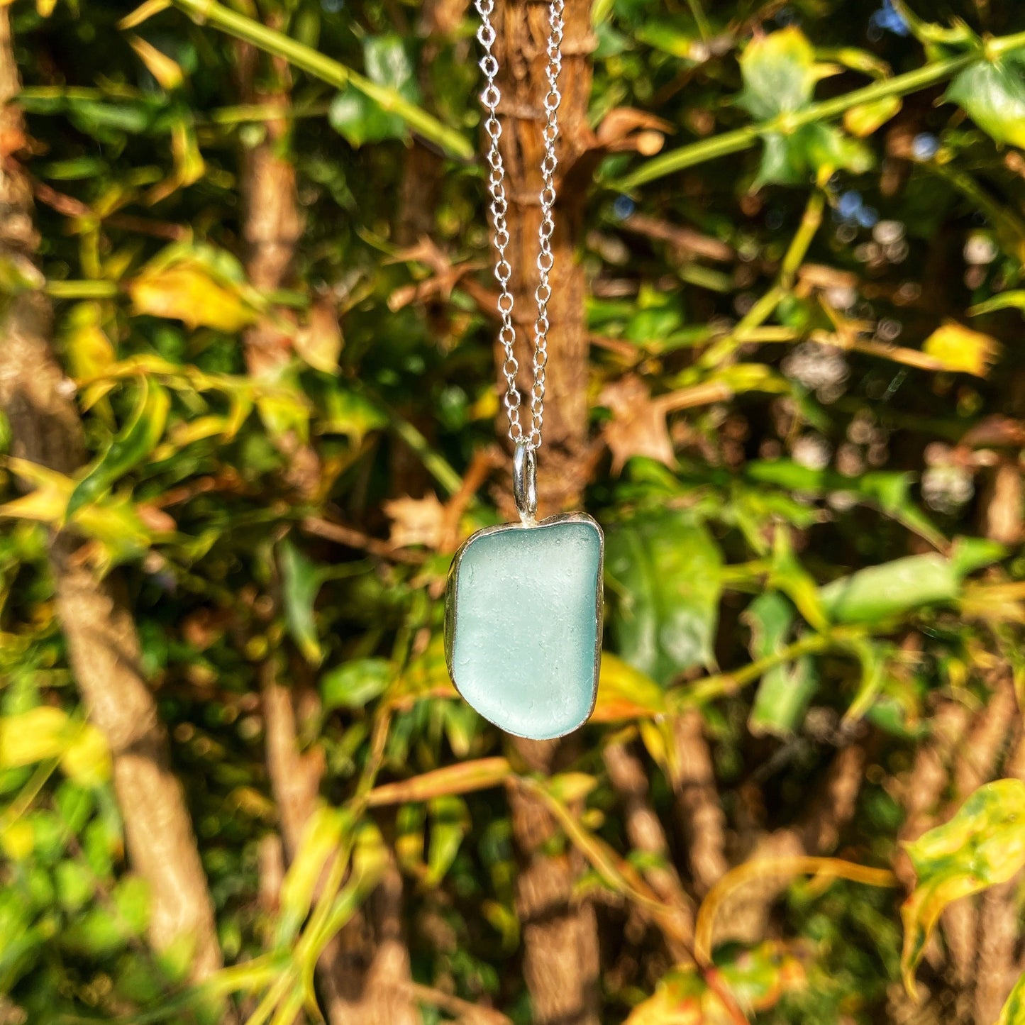 Aqua Sea Glass Necklace