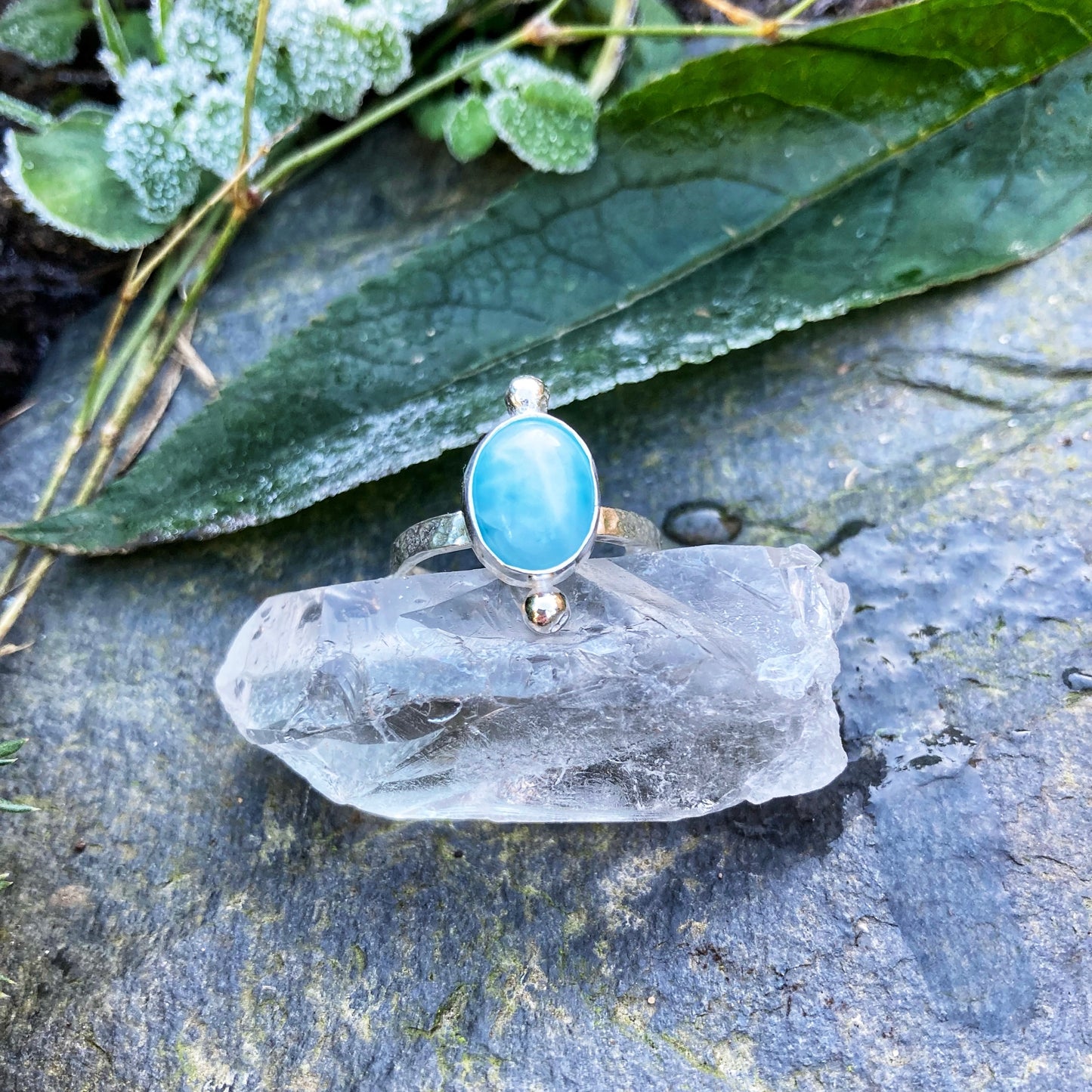 Cosmic Larimar Ring Size UK M