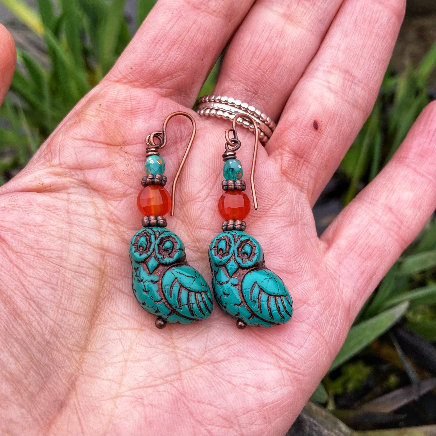 Turquoise Owl Earrings