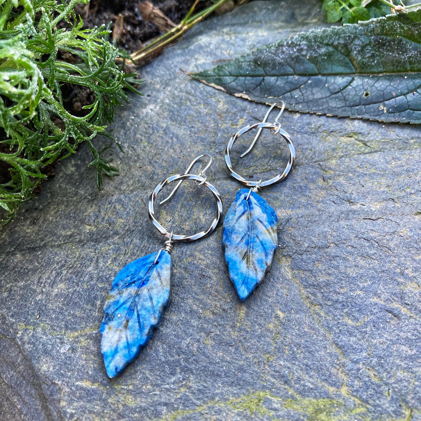 Lapis Leaf Earrings