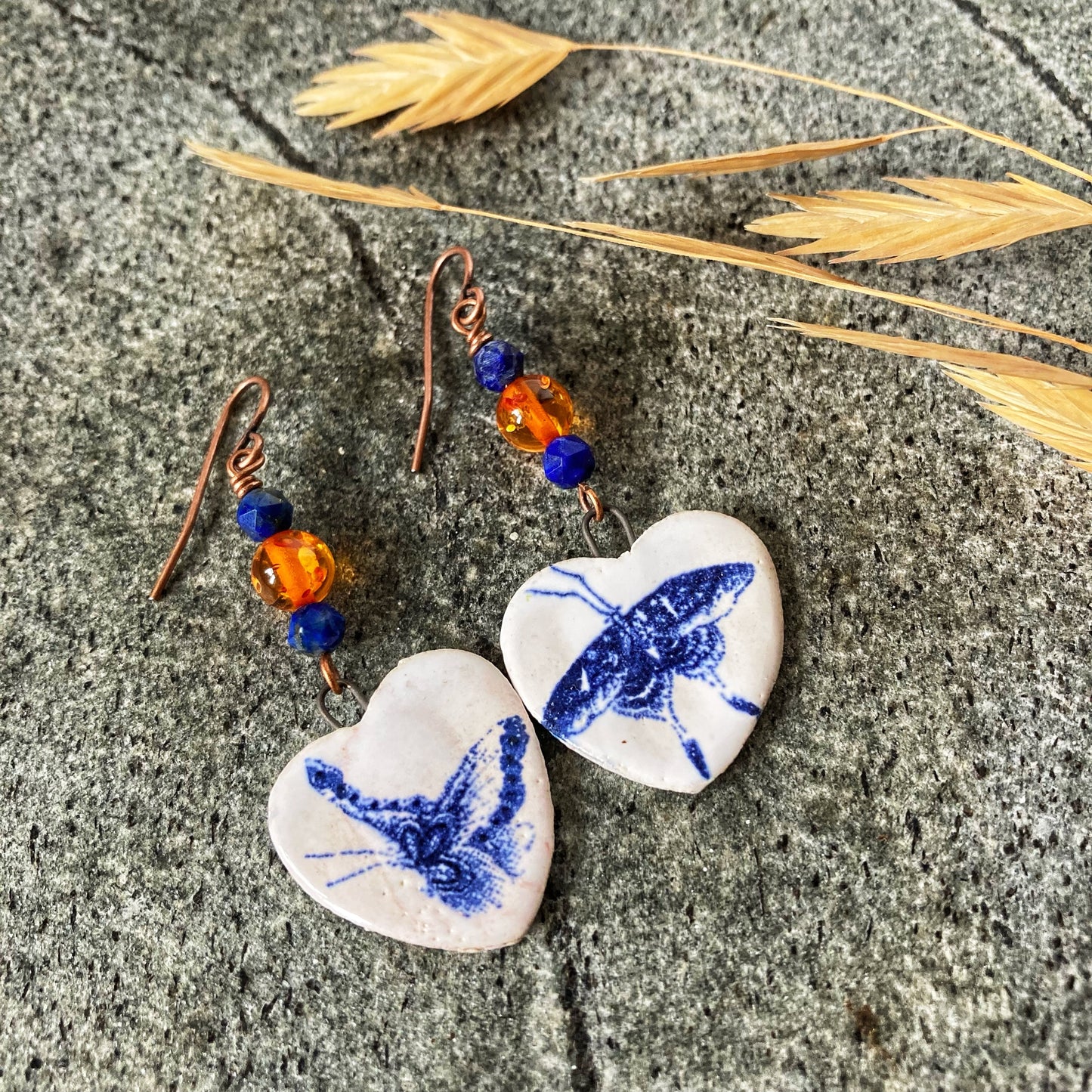 Blue Asymmetric Butterfly Earrings