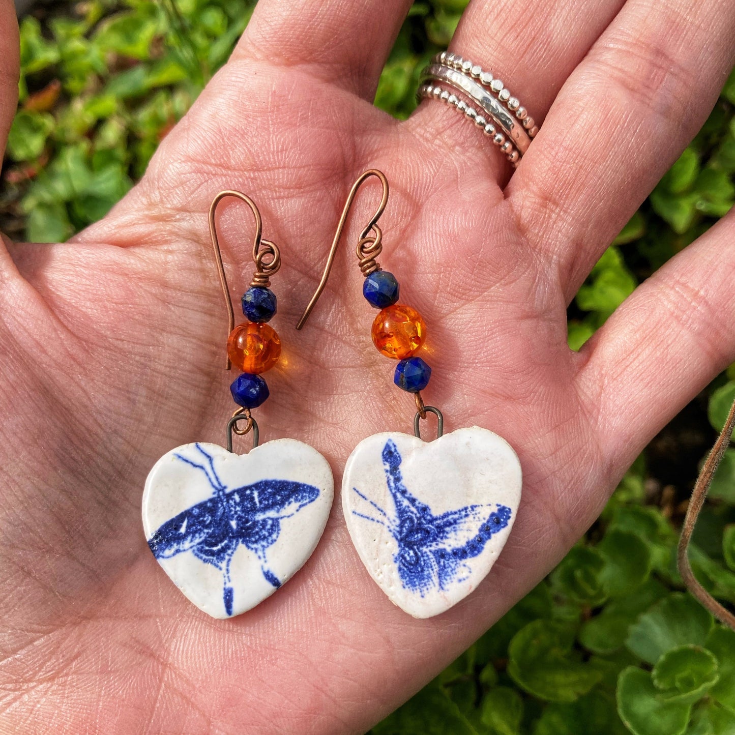 Blue Asymmetric Butterfly Earrings