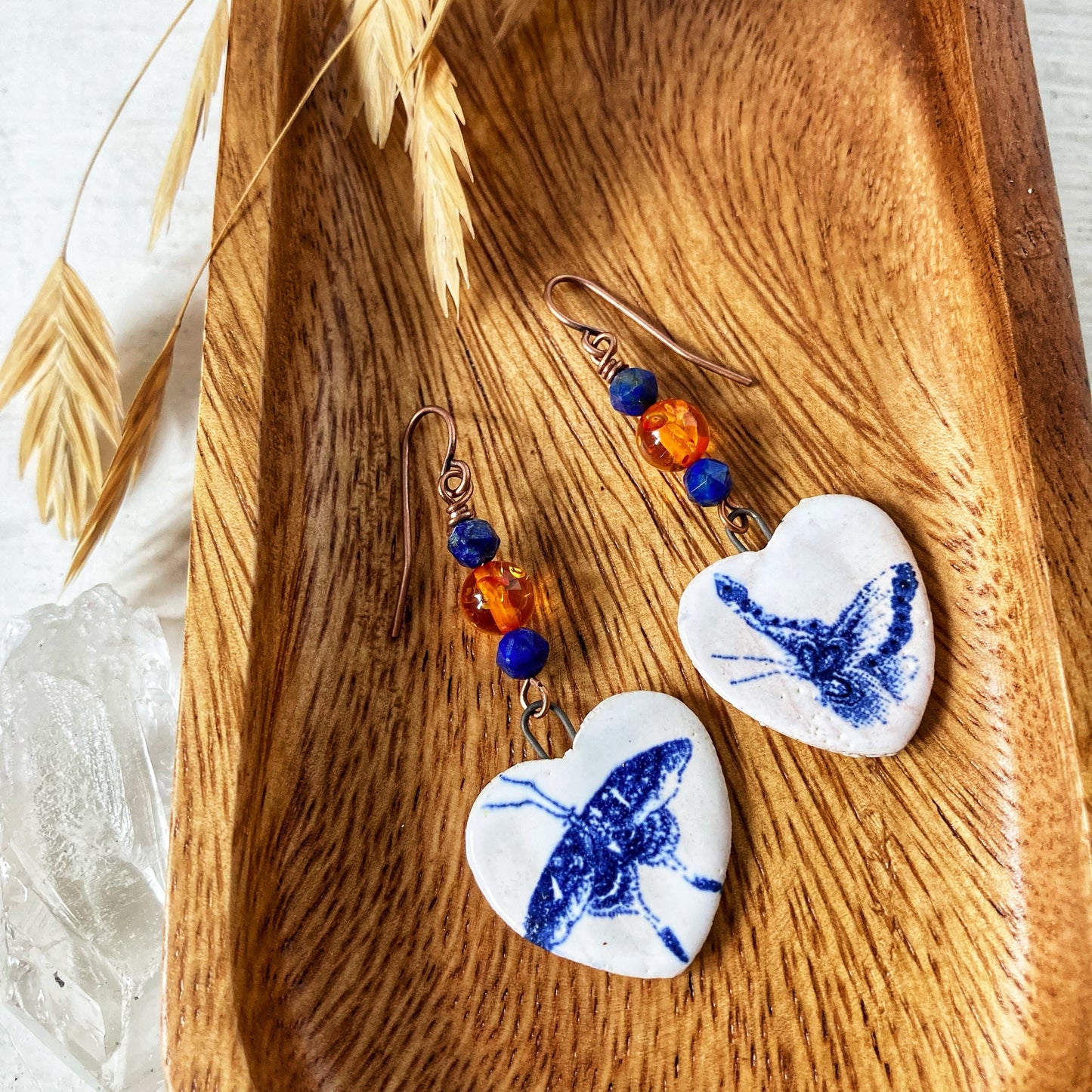 Blue Asymmetric Butterfly Earrings