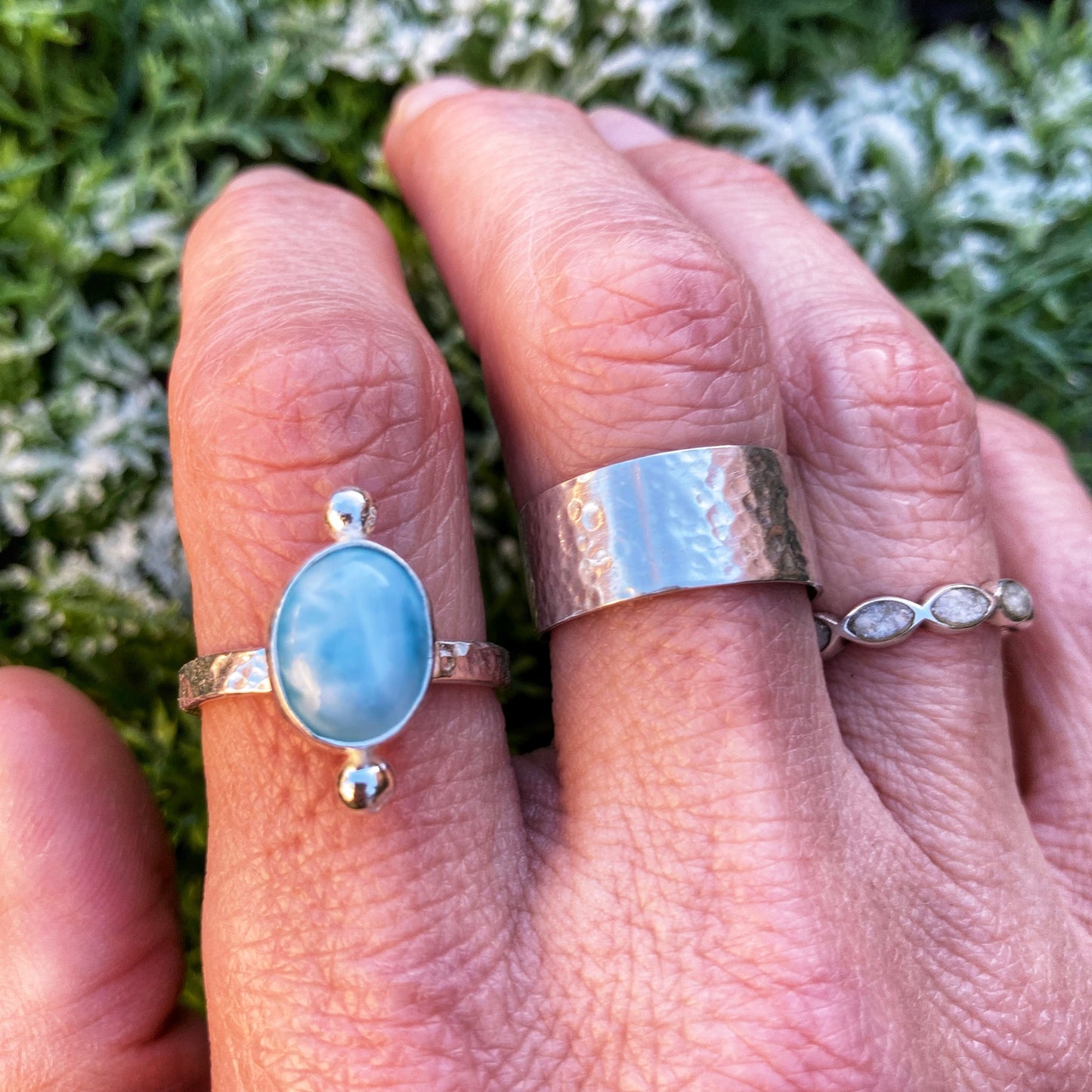 Cosmic Larimar Ring Size UK M