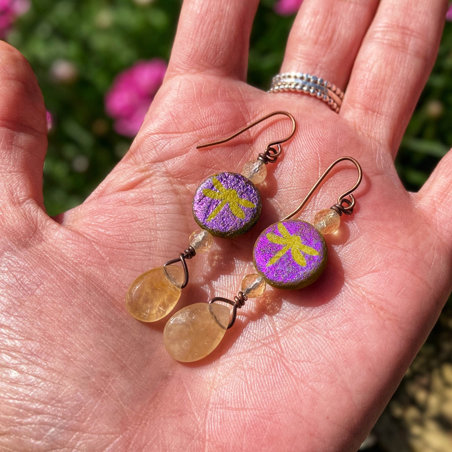 Citrine Dragonfly Earrings