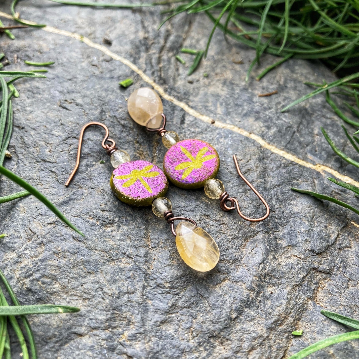 Citrine Dragonfly Earrings