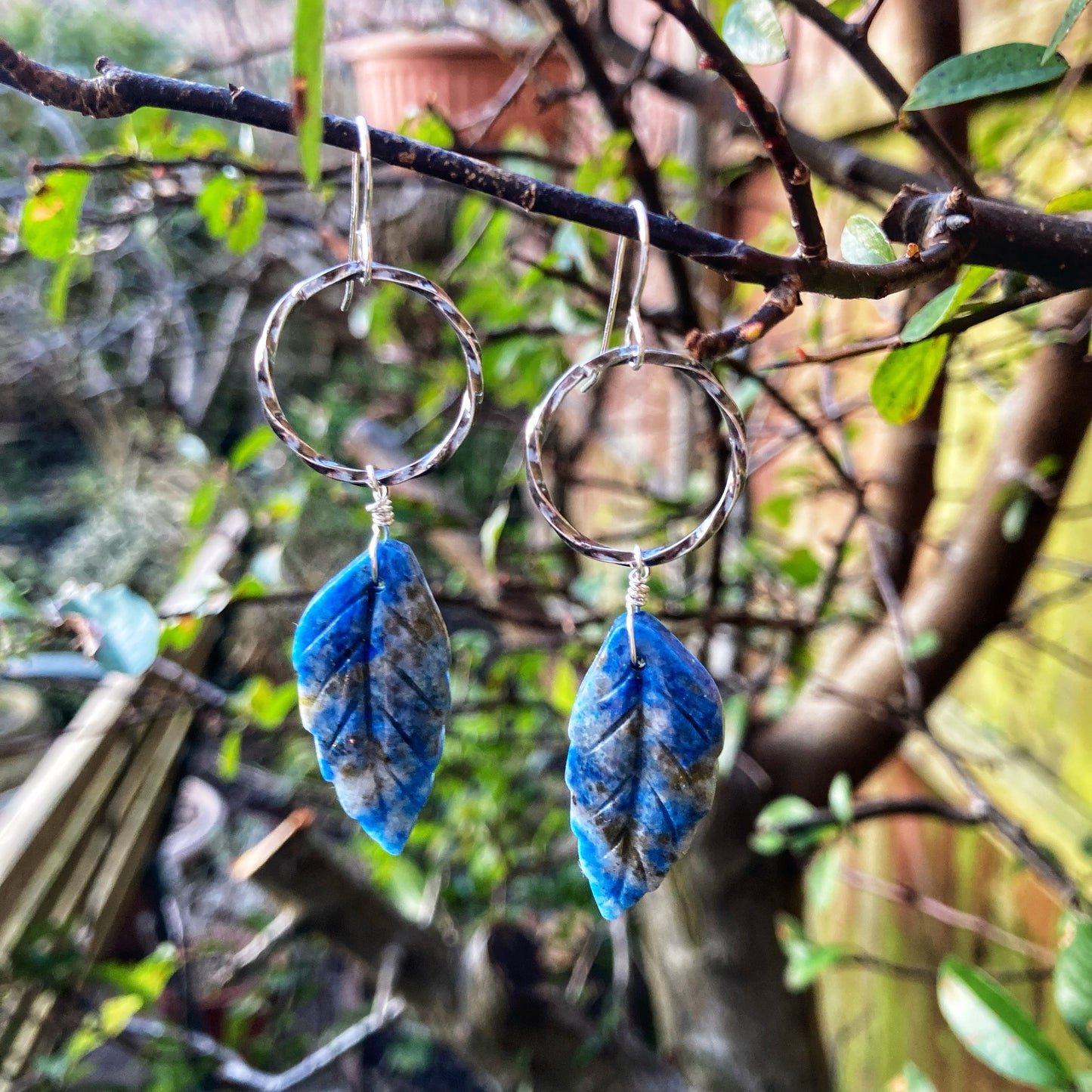 Lapis Leaf Earrings