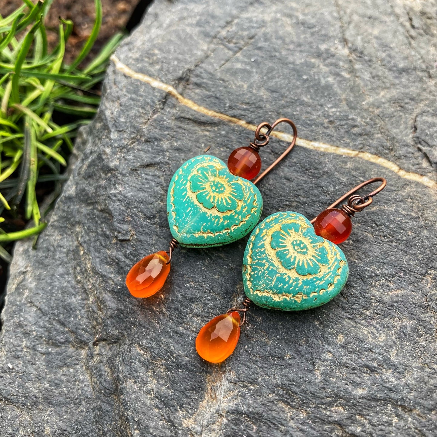 Carnelian Heart Earrings