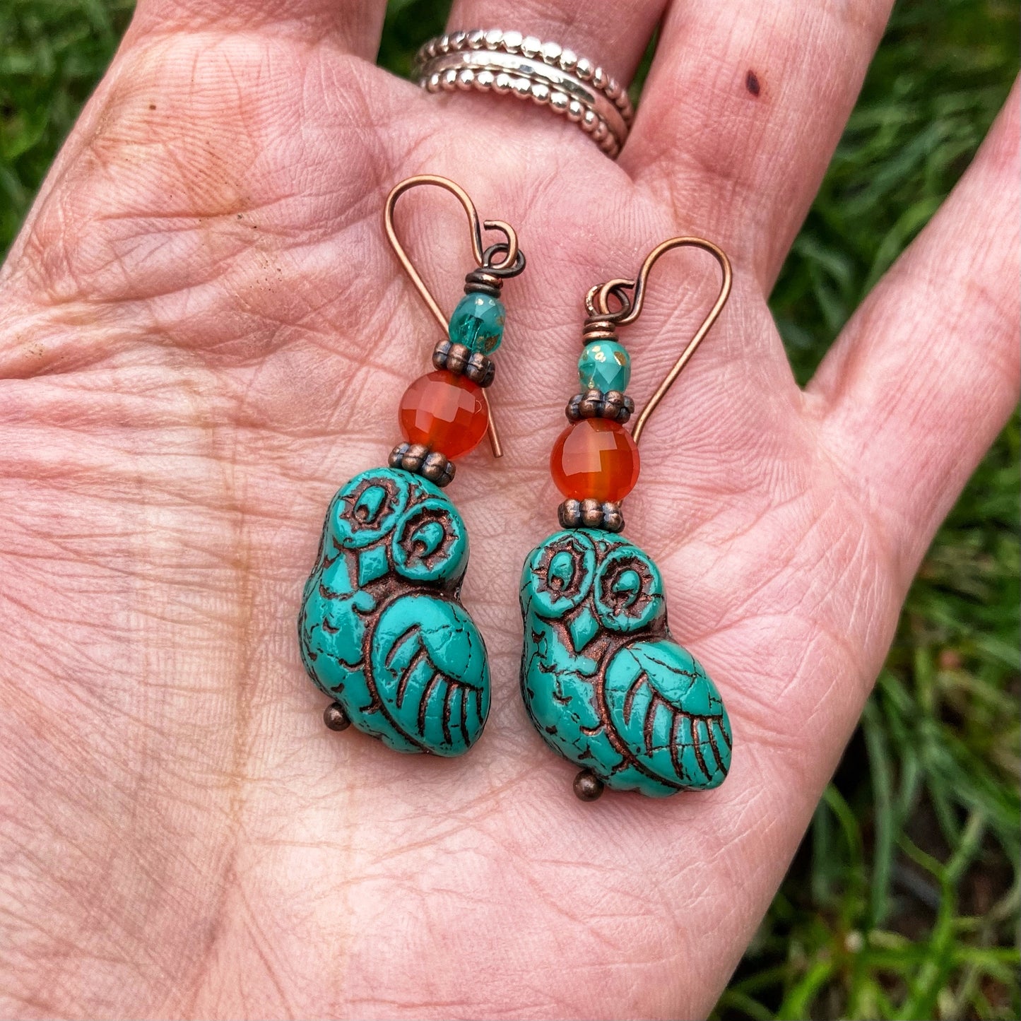 Turquoise Owl Earrings