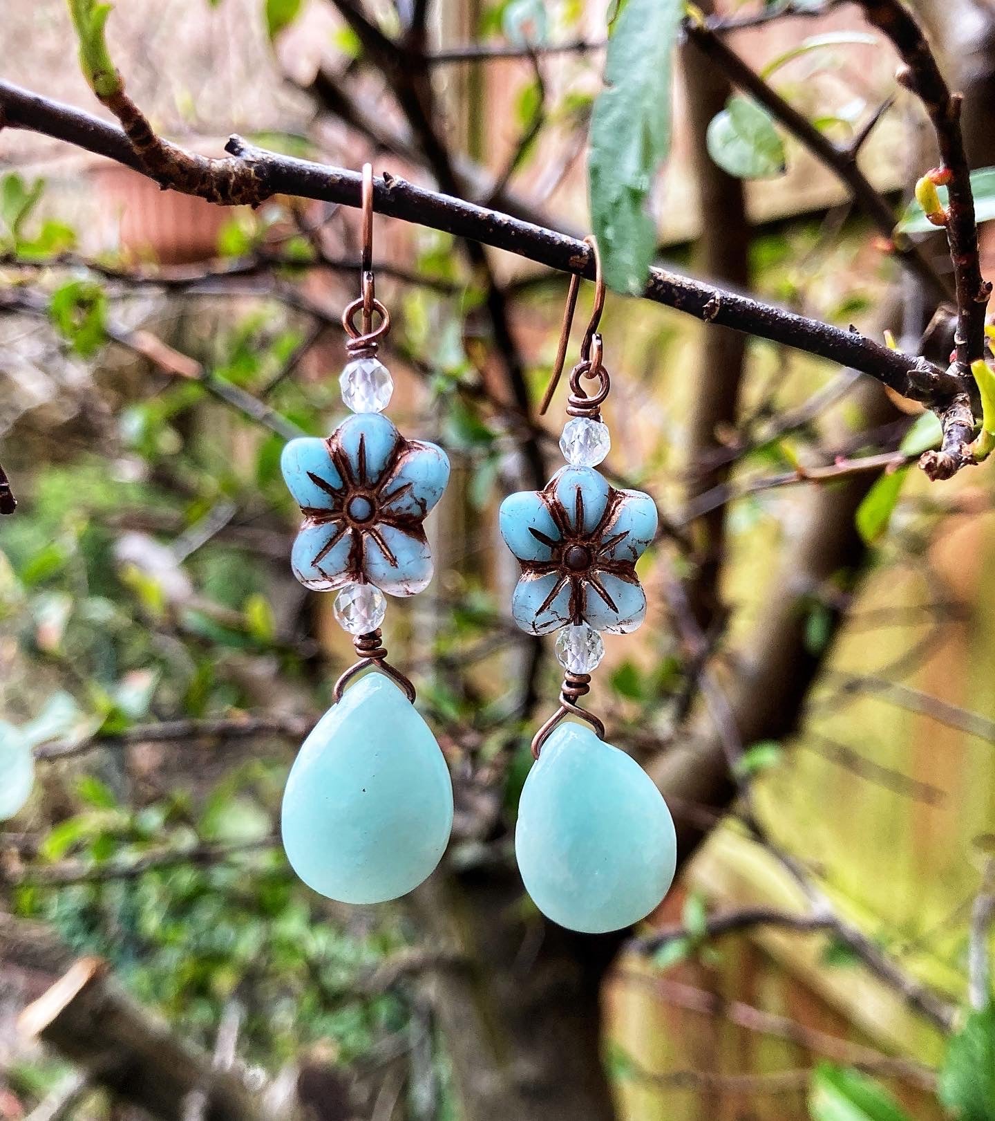 Amazonite Floral Earrings