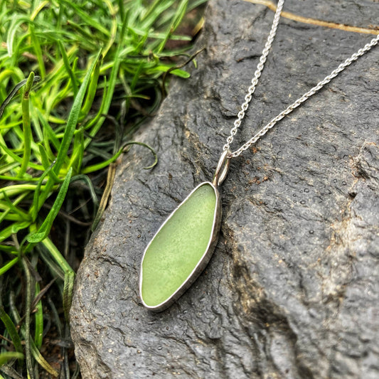 Leaf Green Sea Glass Necklace