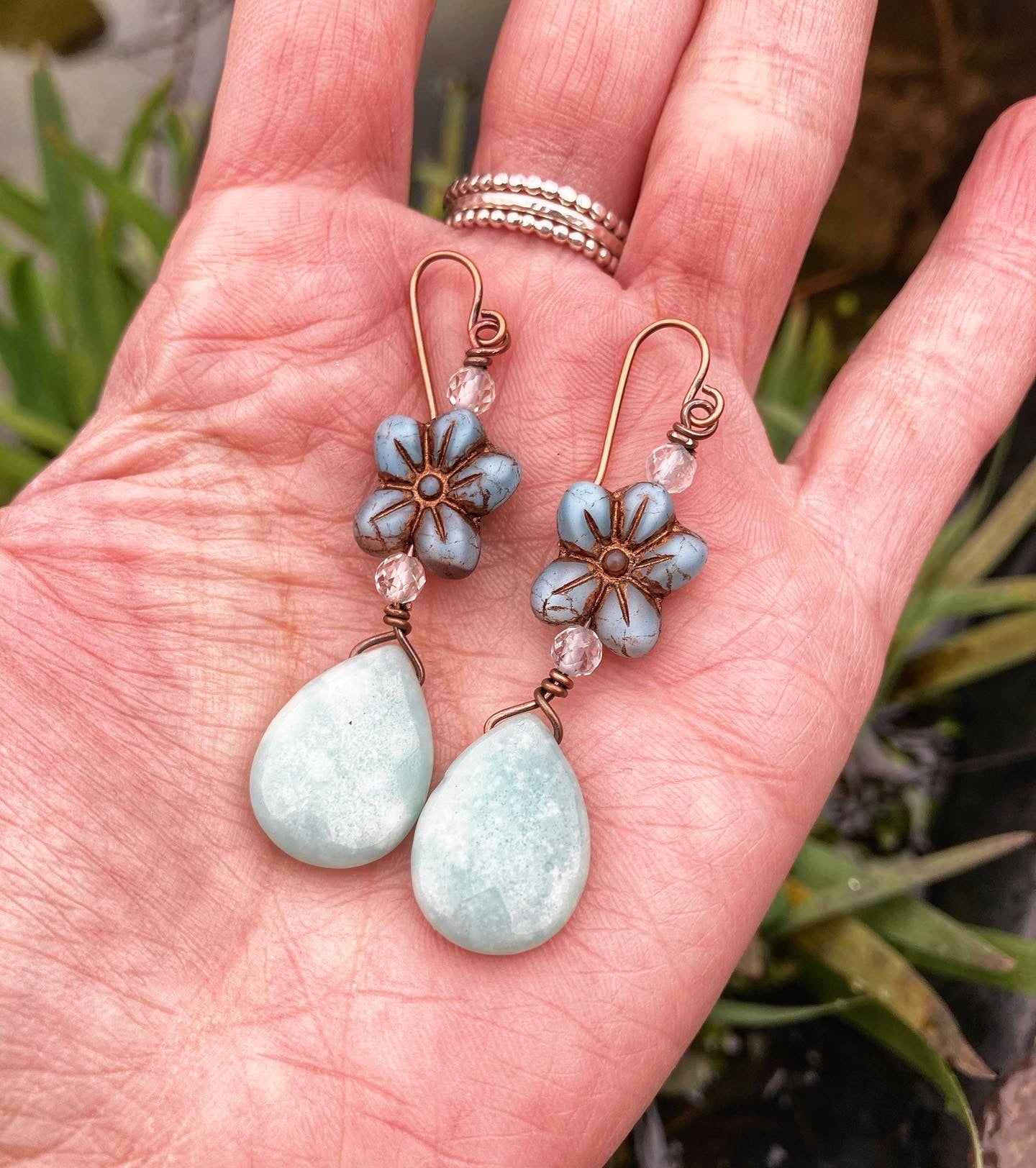 Amazonite Floral Earrings