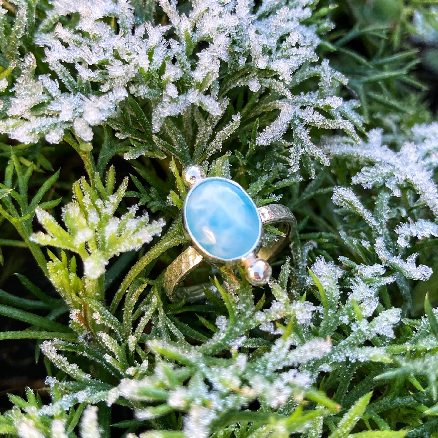 Cosmic Larimar Ring Size UK M