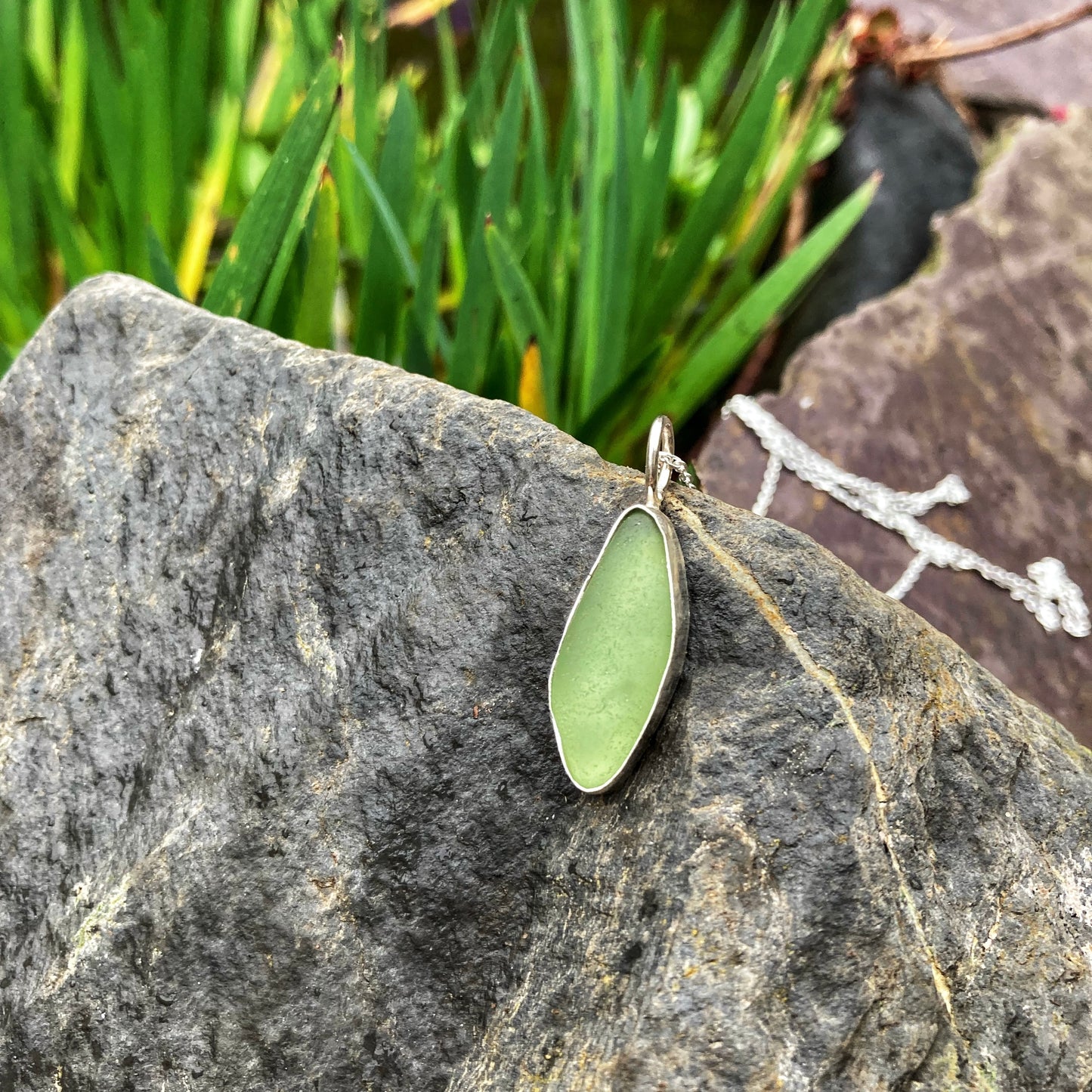 Leaf Green Sea Glass Necklace