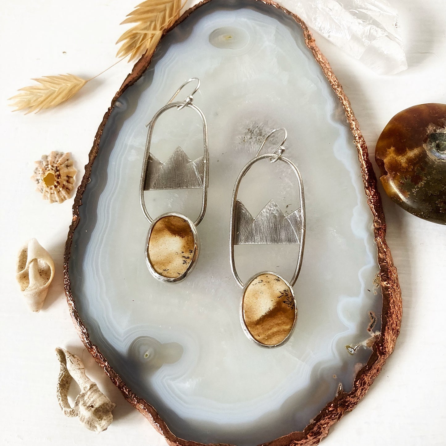 Mountain Range Picture Sand Jasper Earrings