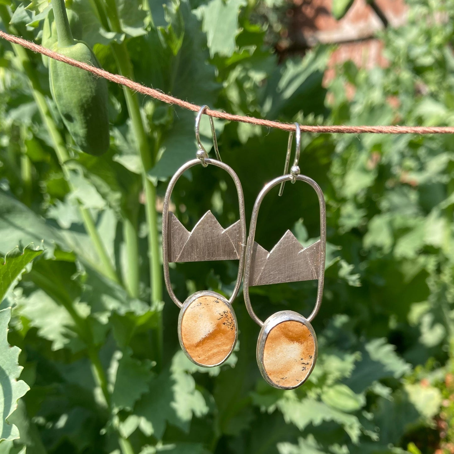 Mountain Range Picture Sand Jasper Earrings