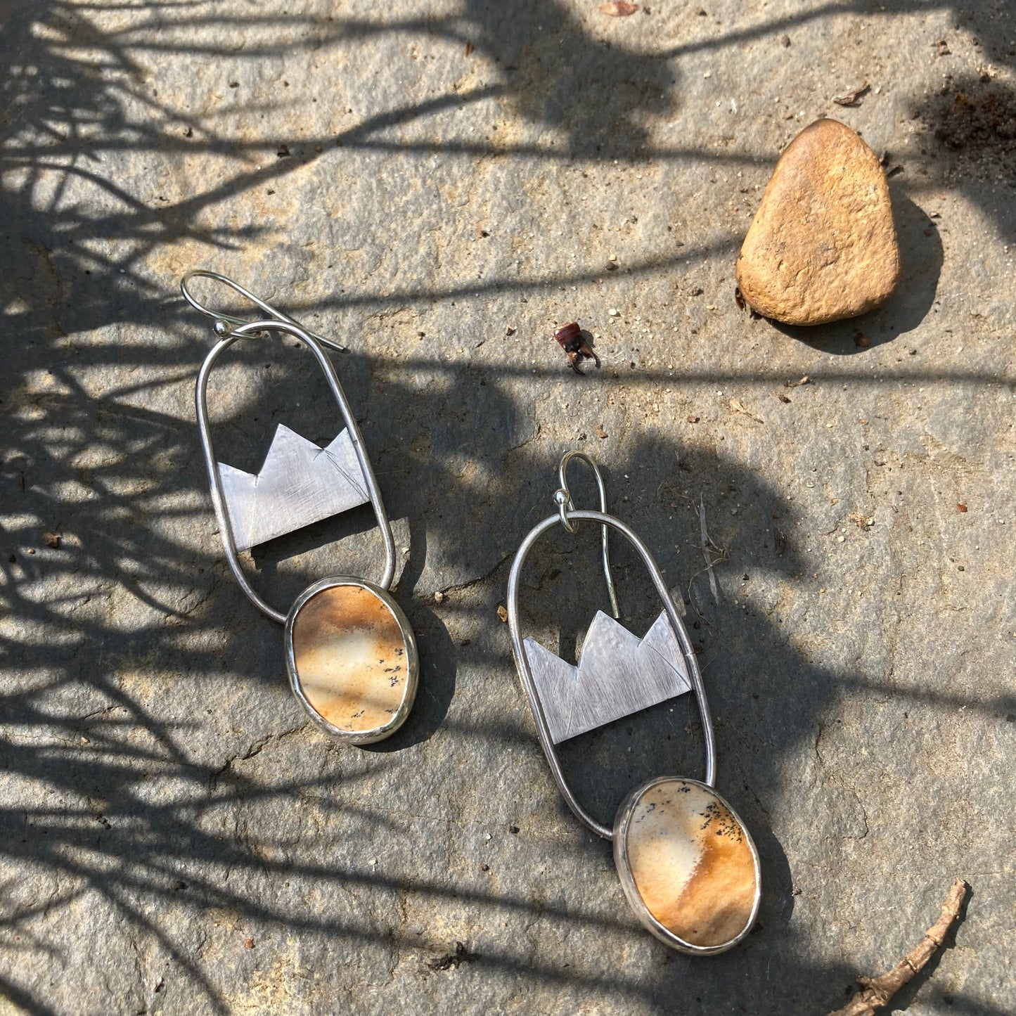 Mountain Range Picture Sand Jasper Earrings