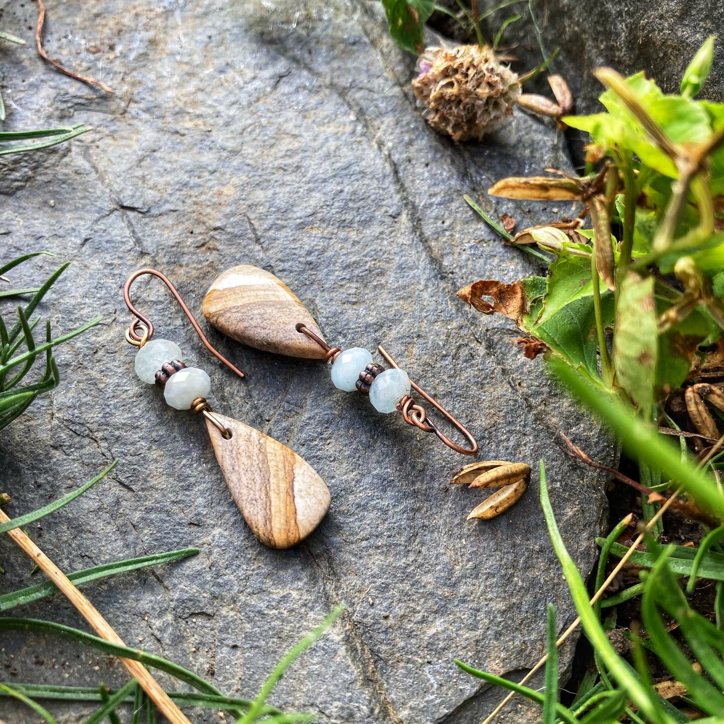 Picture Jasper Teardrop Earrings