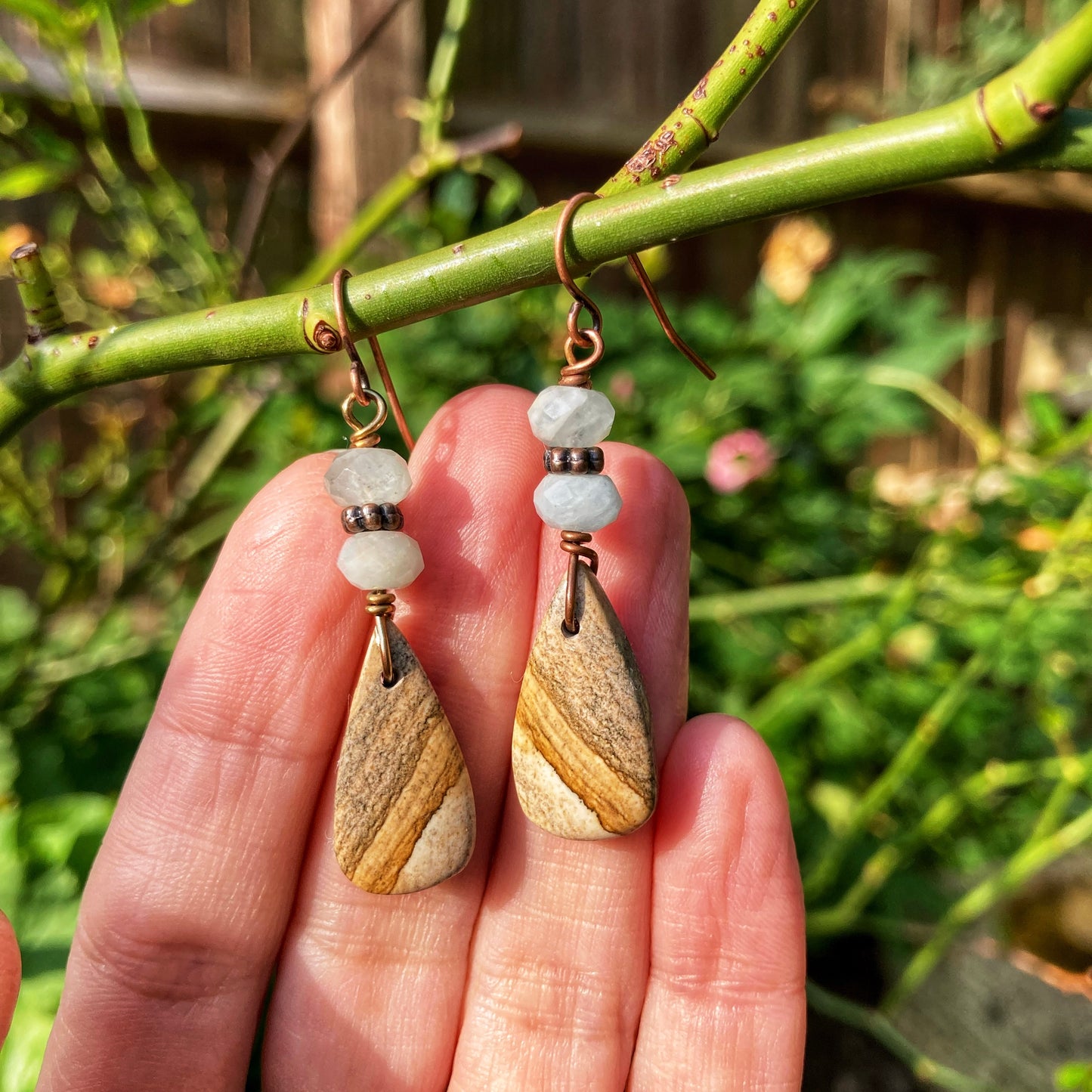 Picture Jasper Teardrop Earrings