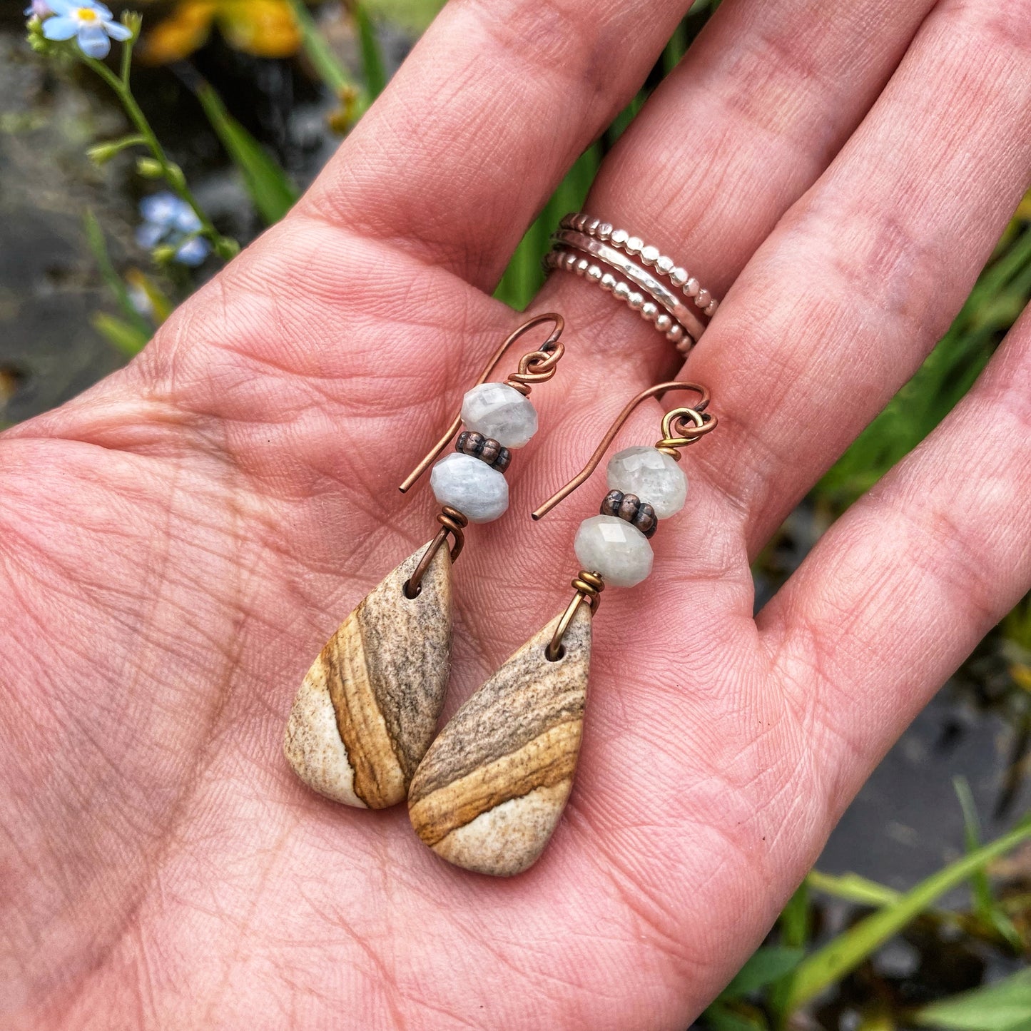 Picture Jasper Teardrop Earrings