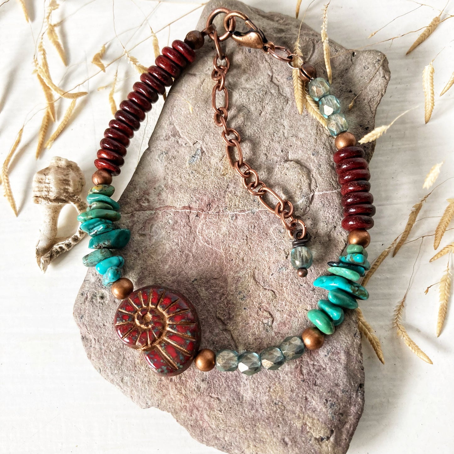 Red Ammonite Bracelet