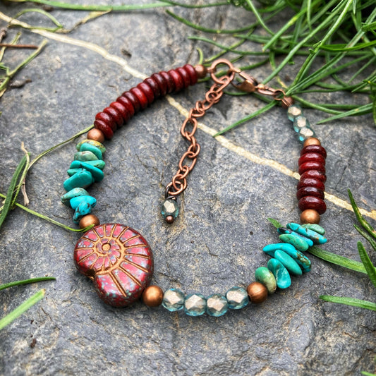 Red Ammonite Bracelet