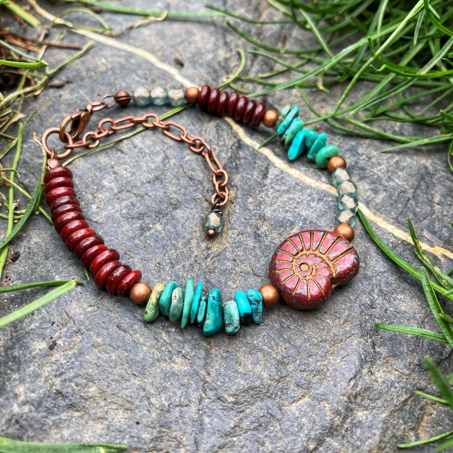 Red Ammonite Bracelet