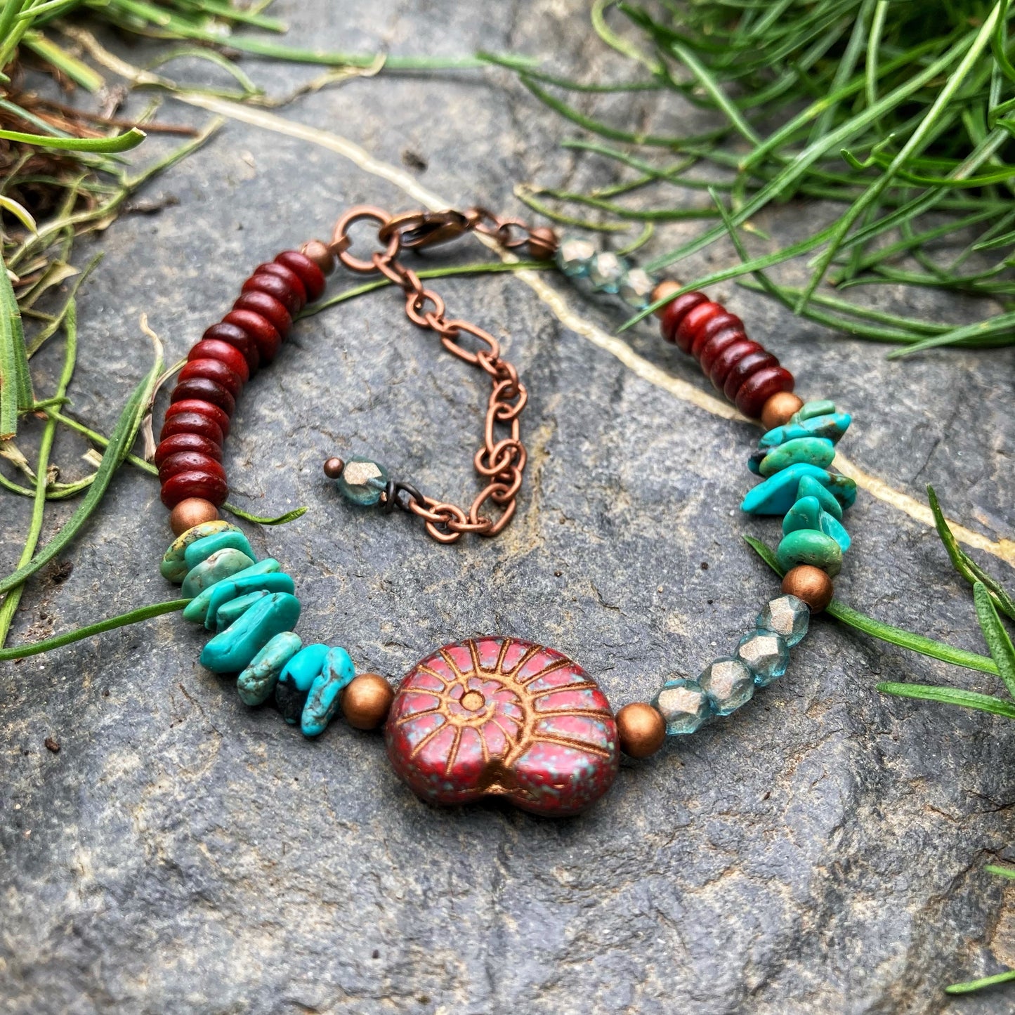 Red Ammonite Bracelet