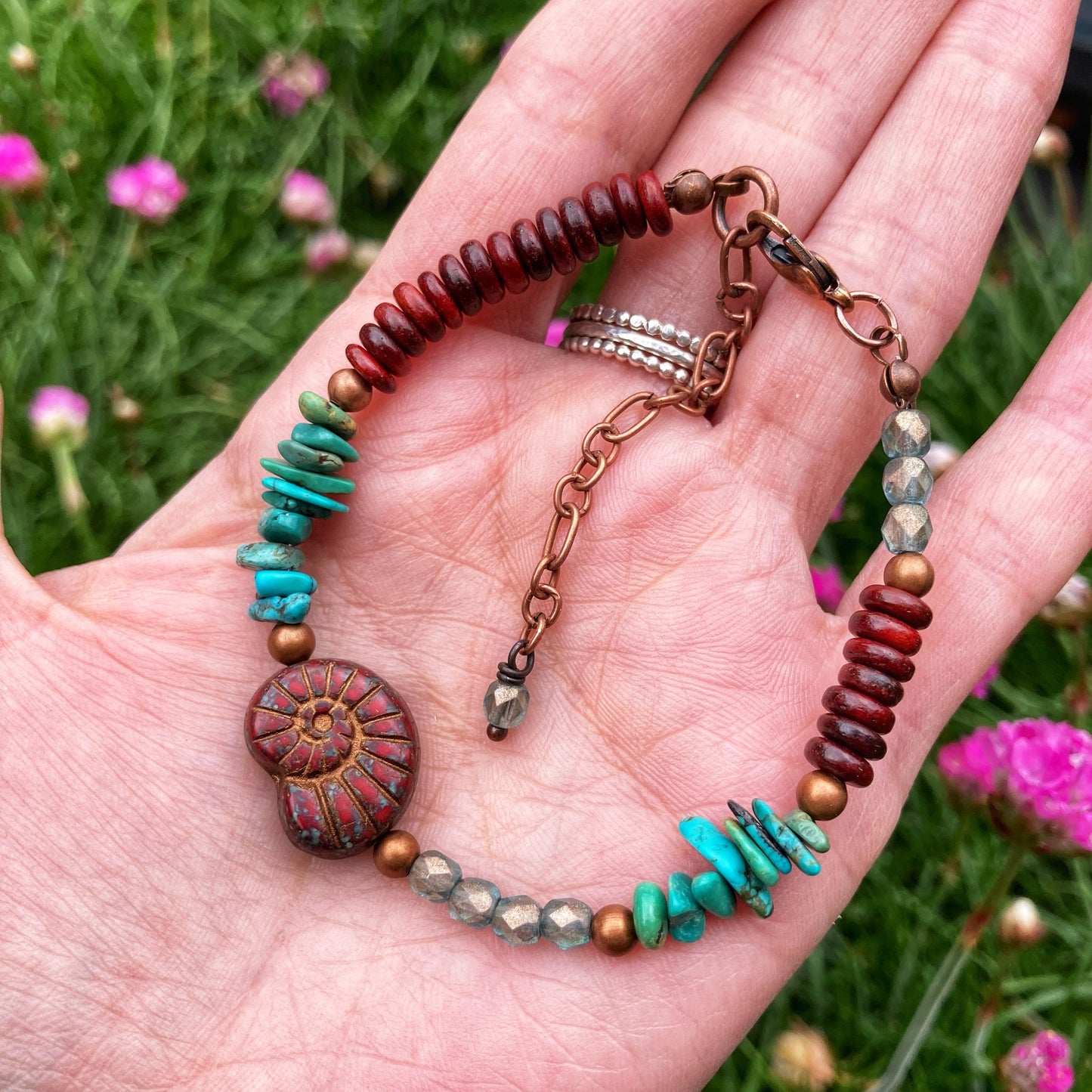 Red Ammonite Bracelet